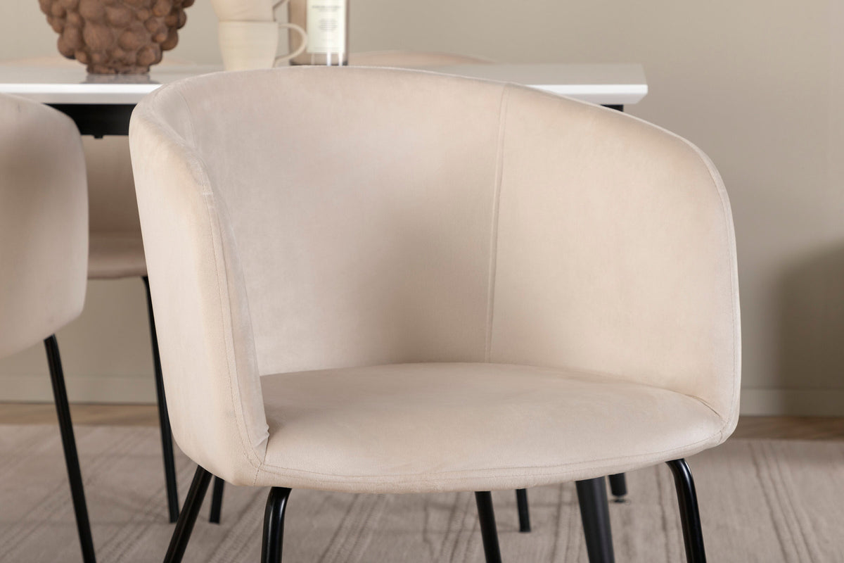 Jimmy Esszimmerset + Berit 150cm/4St. in Beige, Schwarz präsentiert im Onlineshop von KAQTU Design AG. Esszimmerset ist von Venture Home