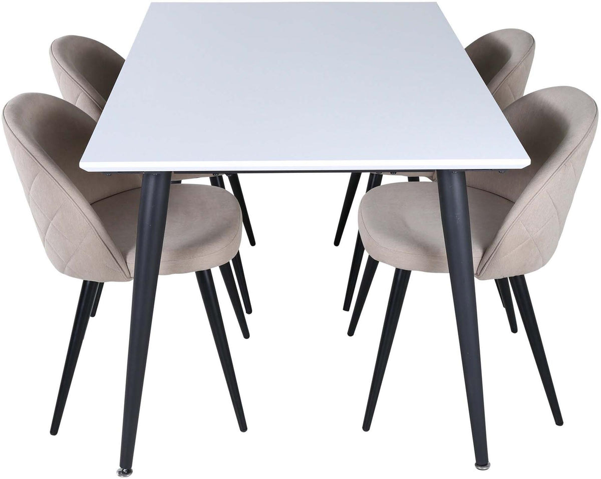 Jimmy Esszimmerset + Velvet 150cm/4St. in Beige, Schwarz präsentiert im Onlineshop von KAQTU Design AG. Esszimmerset ist von Venture Home