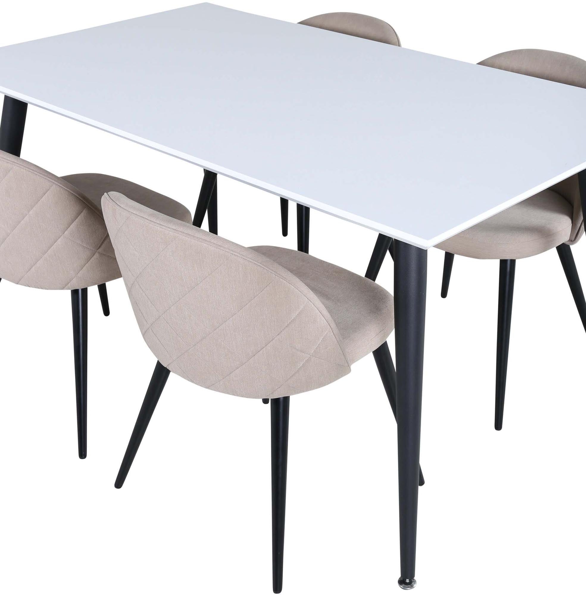 Modernes Jimmy Esszimmerset mit 4 samtigen Stühlen, 150cm, von Venture Home.