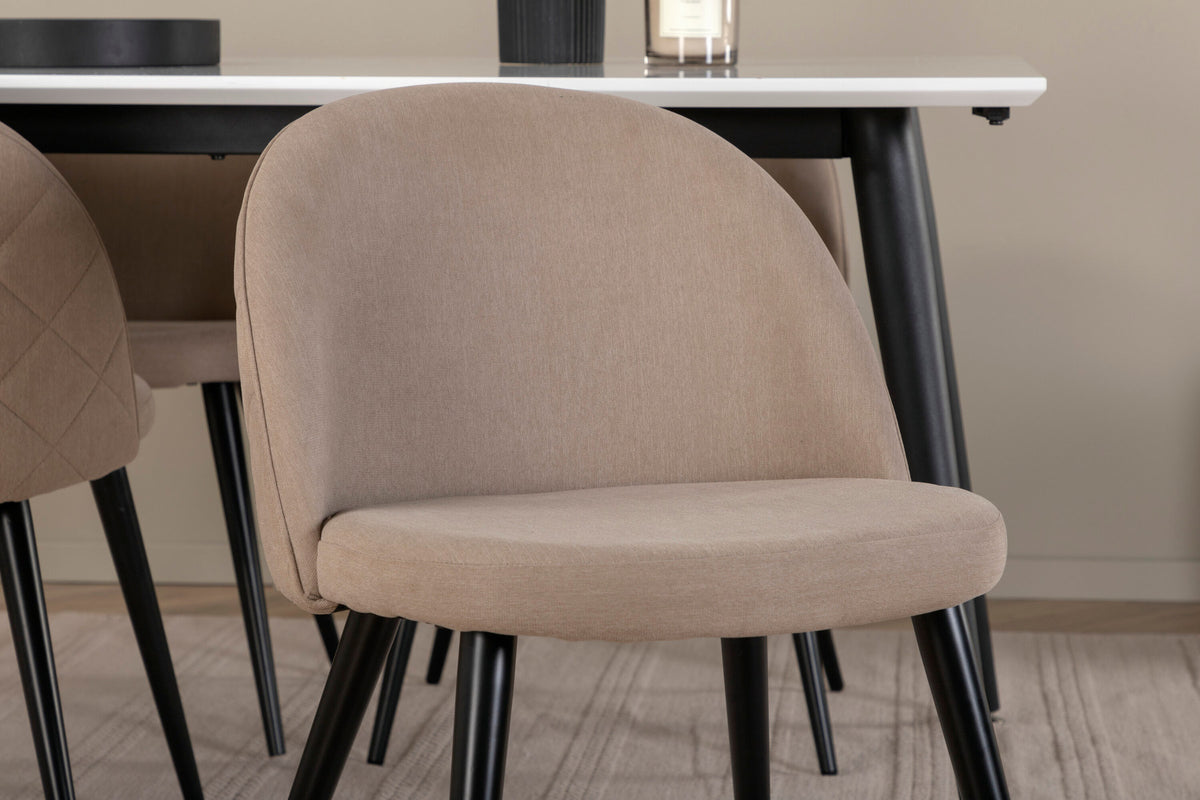 Jimmy Esszimmerset + Velvet 150cm/4St. in Beige, Schwarz präsentiert im Onlineshop von KAQTU Design AG. Esszimmerset ist von Venture Home