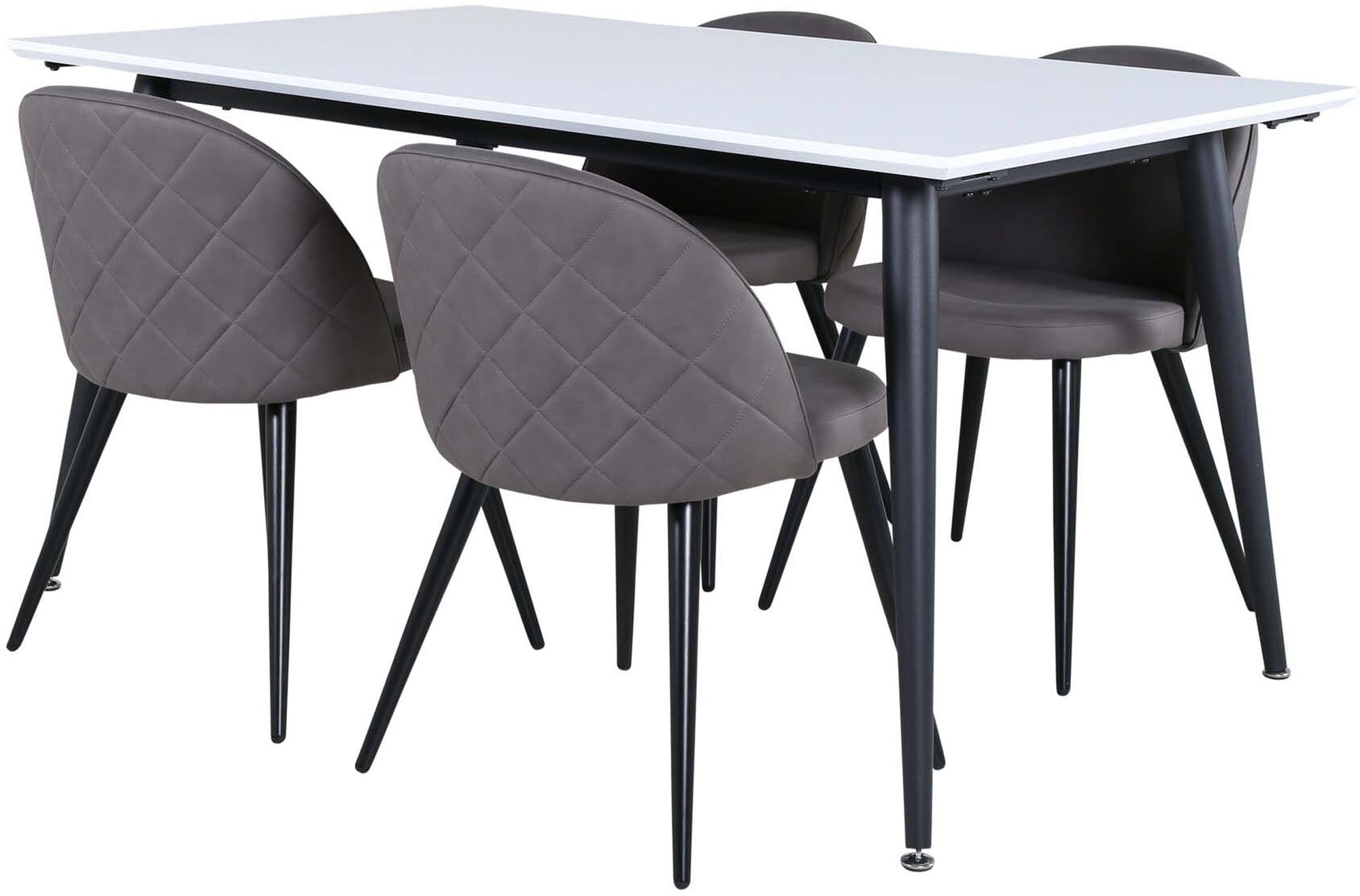 Stilvolles Jimmy Esszimmerset von Venture Home: Ausziehbarer Tisch (150-240 cm) und 4 elegante Velvet-Stühle für unvergessliche Essmomente.