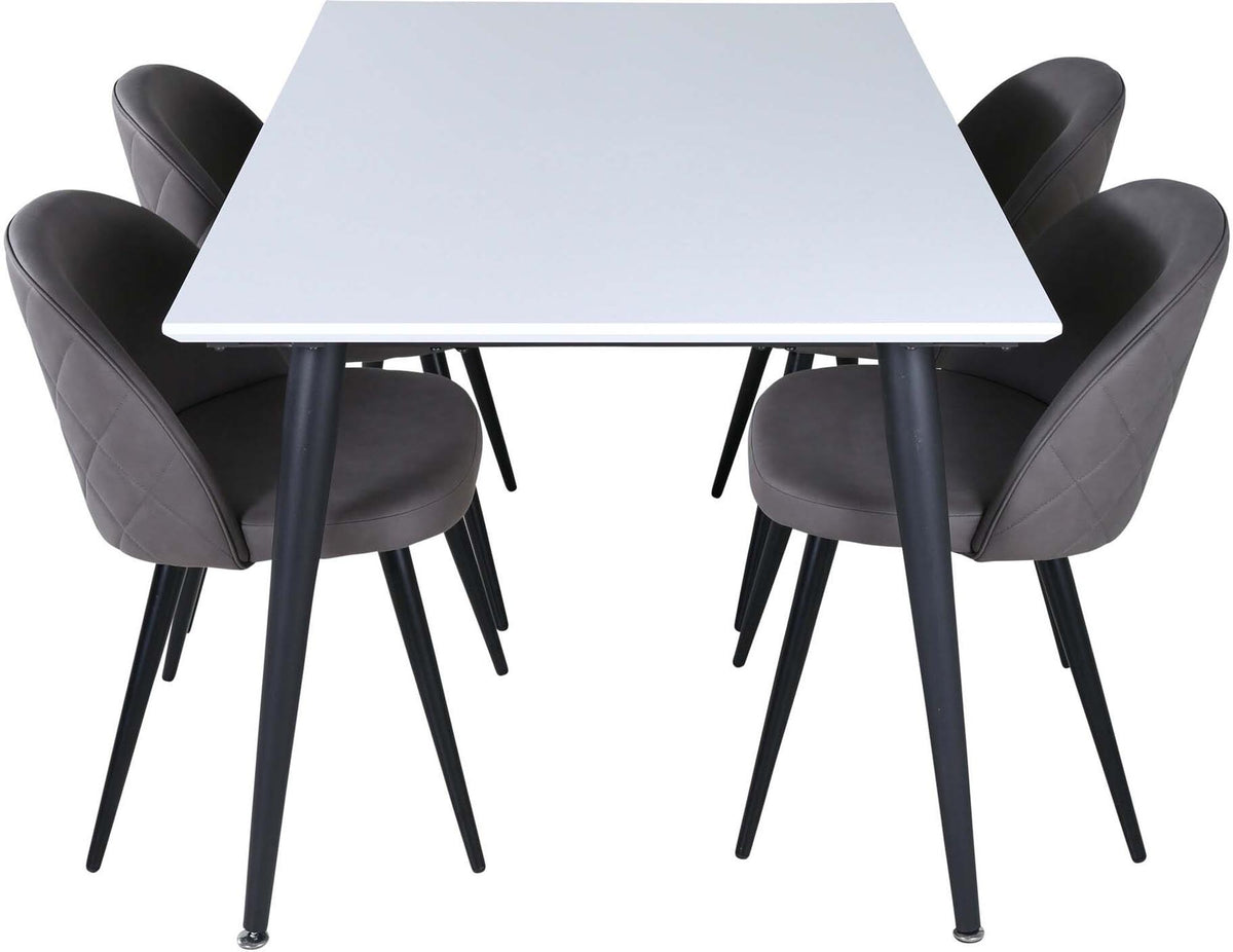 Jimmy Esszimmerset + Velvet 150cm/4St. in Schwarzgrau präsentiert im Onlineshop von KAQTU Design AG. Esszimmerset ist von Venture Home