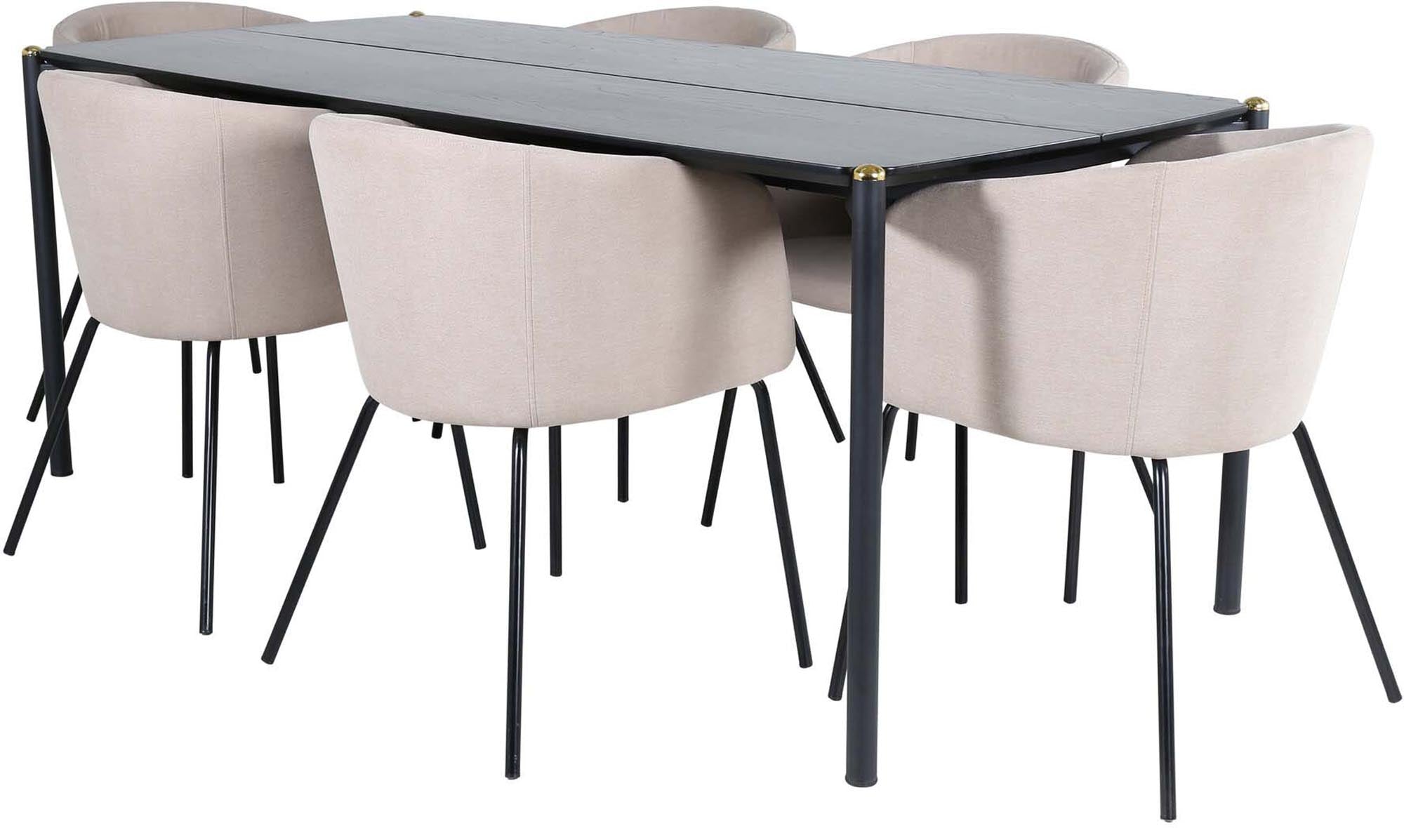 Entdecken Sie das Pelle Esszimmerset von Venture Home: eleganter Esstisch und stilvolle Berit Stühle für Ihr modernes Esszimmer.