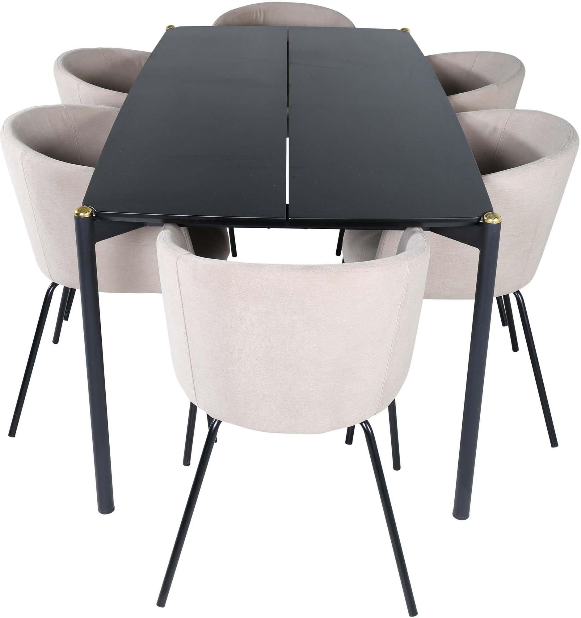 Modernes Pelle Esszimmerset von Venture Home mit 190 cm Tisch und 6 stilvollen Stühlen. Perfekt für gesellige Runden und elegantes Wohnen.