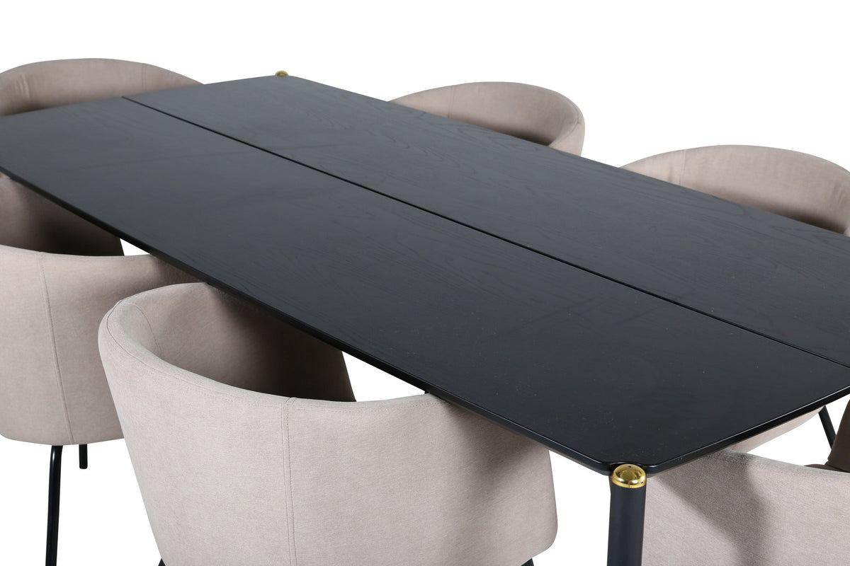 Pelle Esszimmerset + Berit 190cm/6St. in Beige, Schwarz präsentiert im Onlineshop von KAQTU Design AG. Esszimmerset ist von Venture Home