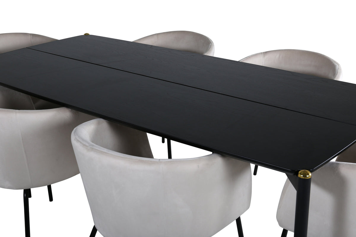 Pelle Esszimmerset + Berit 190cm/6St. in Beige, Schwarz präsentiert im Onlineshop von KAQTU Design AG. Esszimmerset ist von Venture Home