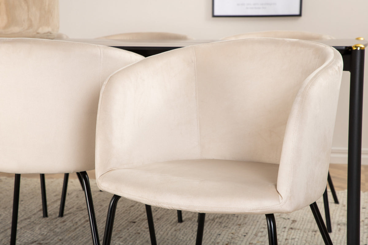 Pelle Esszimmerset + Berit 190cm/6St. in Beige, Schwarz präsentiert im Onlineshop von KAQTU Design AG. Esszimmerset ist von Venture Home