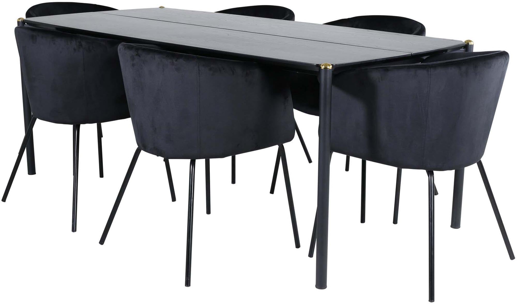 Erleben Sie das Pelle Esszimmerset von Venture Home: Moderner 190 cm Tisch und 6 stilvolle Stühle für gesellige Momente und elegantes Wohnen.