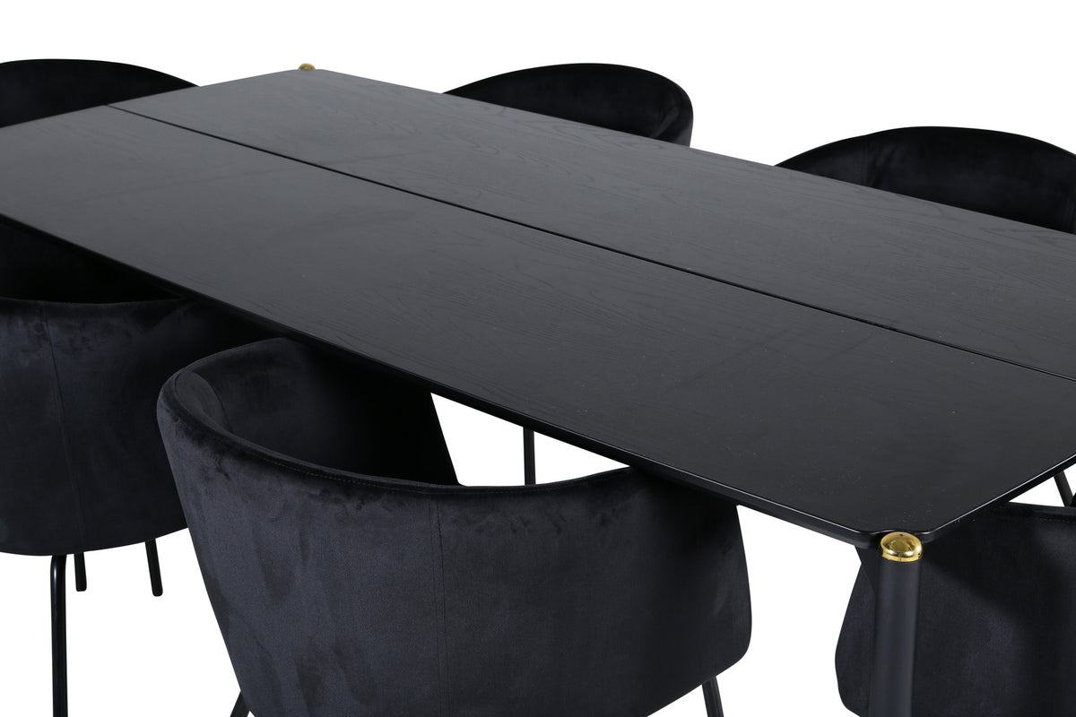 Pelle Esszimmerset + Berit 190cm/6St. in Schwarz präsentiert im Onlineshop von KAQTU Design AG. Esszimmerset ist von Venture Home
