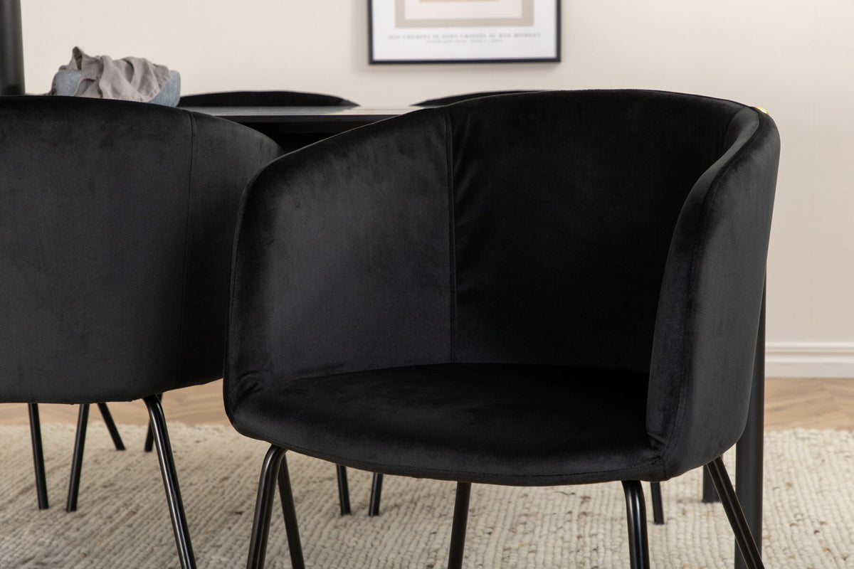 Pelle Esszimmerset + Berit 190cm/6St. in Schwarz präsentiert im Onlineshop von KAQTU Design AG. Esszimmerset ist von Venture Home