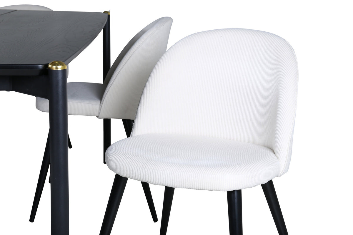 Pelle Esszimmerset + Velvet 190cm/6St. in Schwarz-Weiss präsentiert im Onlineshop von KAQTU Design AG. Esszimmerset ist von Venture Home