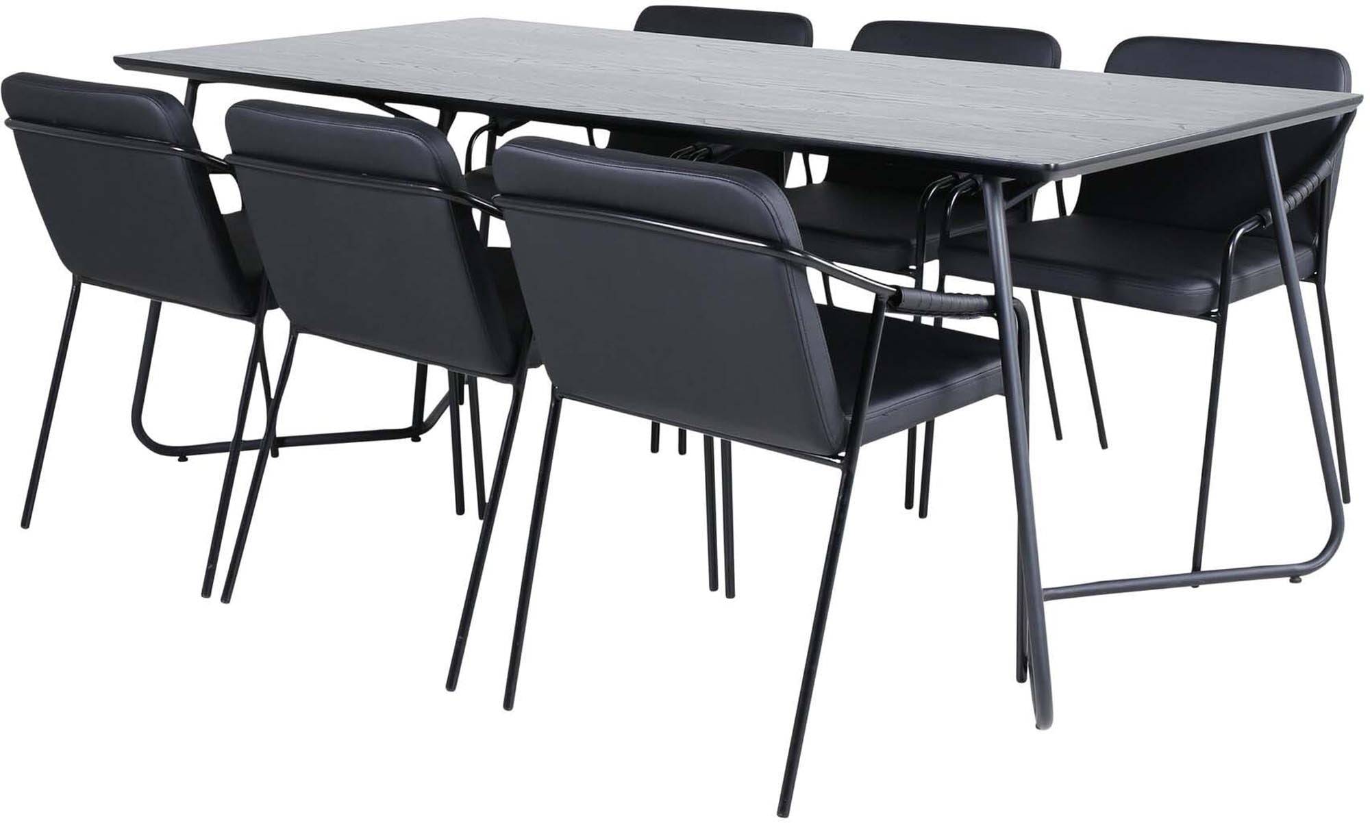 Das Petra Esszimmerset von Venture Home: Moderner 190cm Tisch mit MDF-Furnier und 6 elegante Kunstlederstühle. Perfekt für stilvolle Dinner.