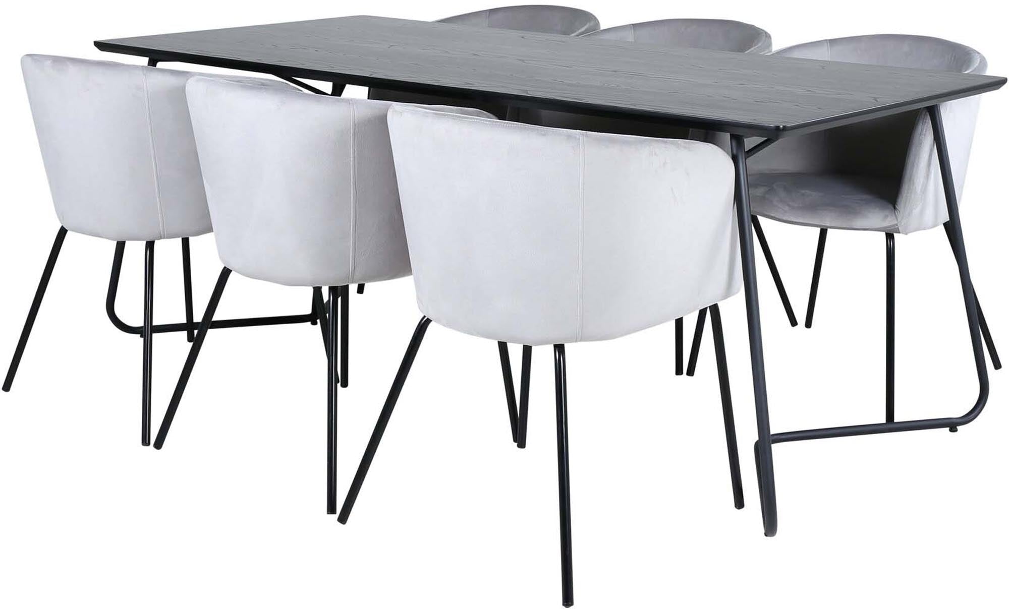 Elegantes Esszimmerset Petra 190cm mit 6 komfortablen Berit-Stühlen von Venture Home – perfekte Kombination aus skandinavischem Stil und Funktionalität.