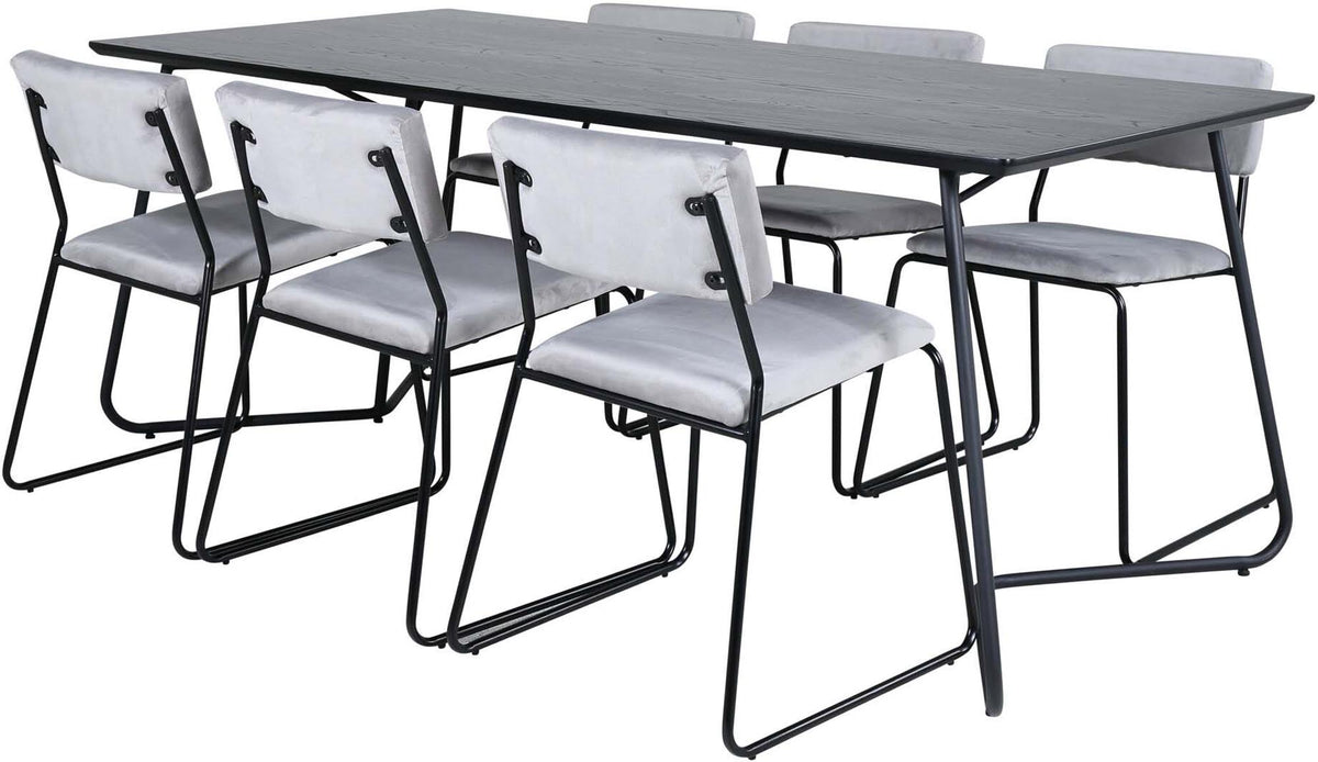 Petra Esszimmerset + Kenth 190cm/6St. in Schwarz / Grau präsentiert im Onlineshop von KAQTU Design AG. Esszimmerset ist von Venture Home