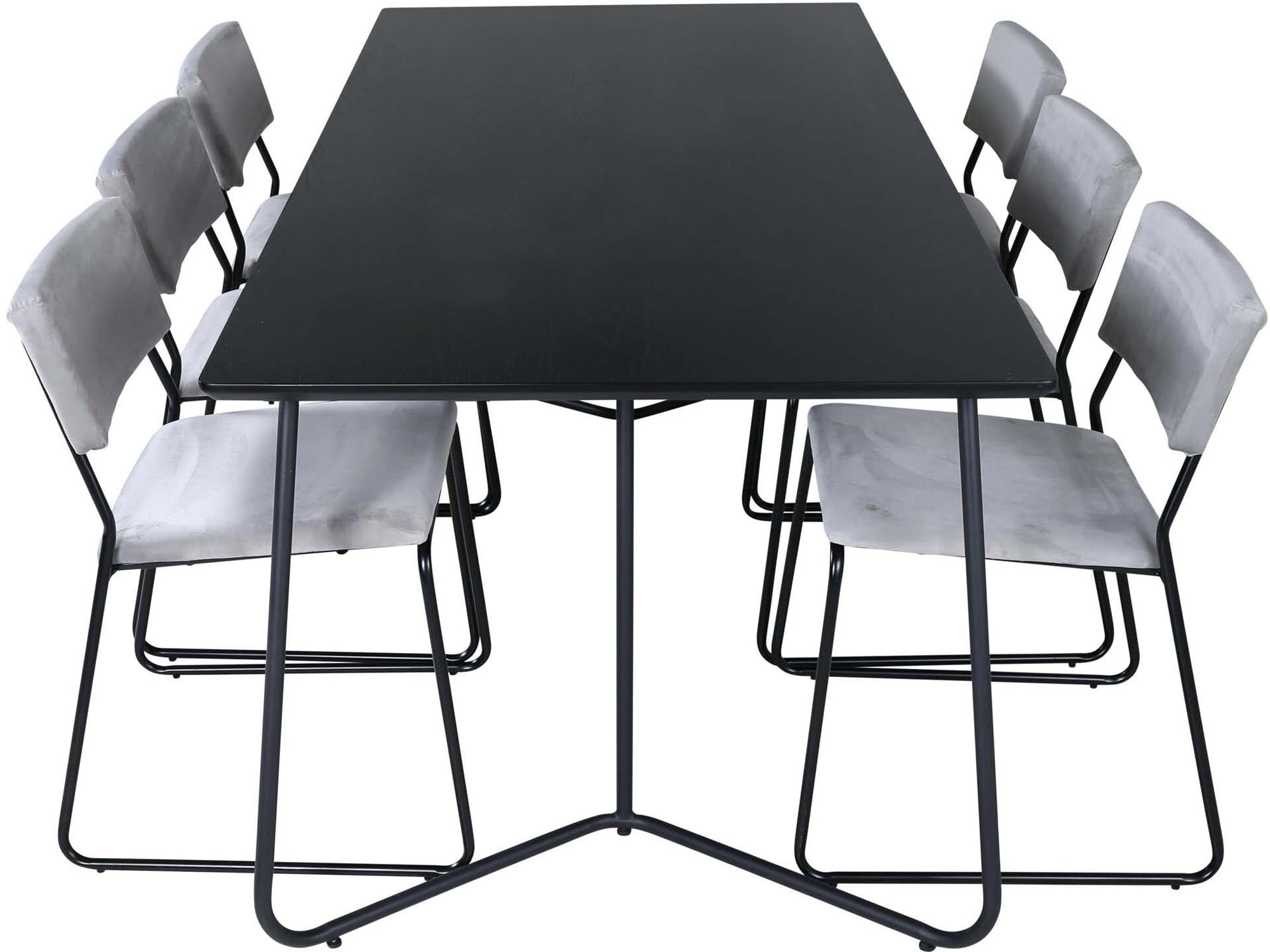 Elegantes Esszimmerset Petra mit Kenth Tisch (190 cm) und 6 bequemen Stühlen. Perfekt für gesellige Abende und stilvolle Einrichtung.