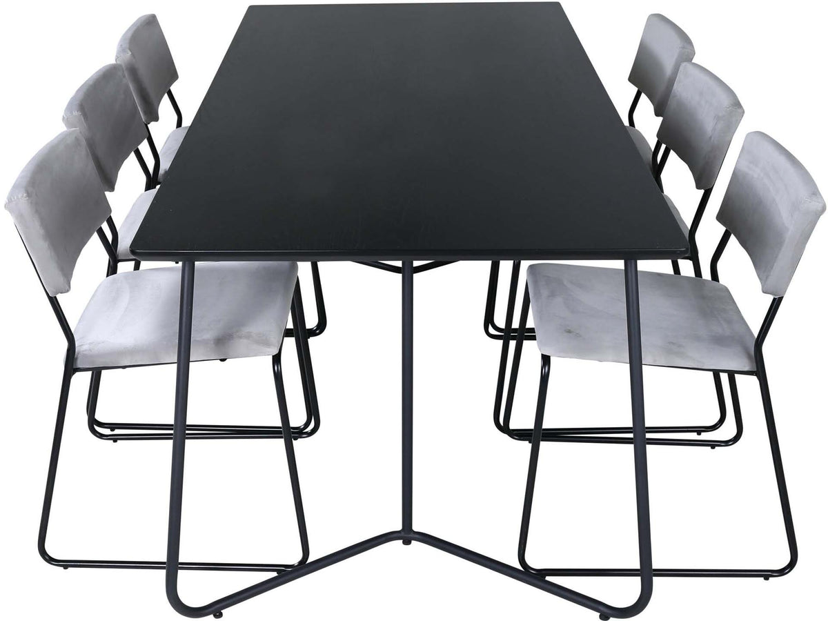 Petra Esszimmerset + Kenth 190cm/6St. in Schwarz / Grau präsentiert im Onlineshop von KAQTU Design AG. Esszimmerset ist von Venture Home