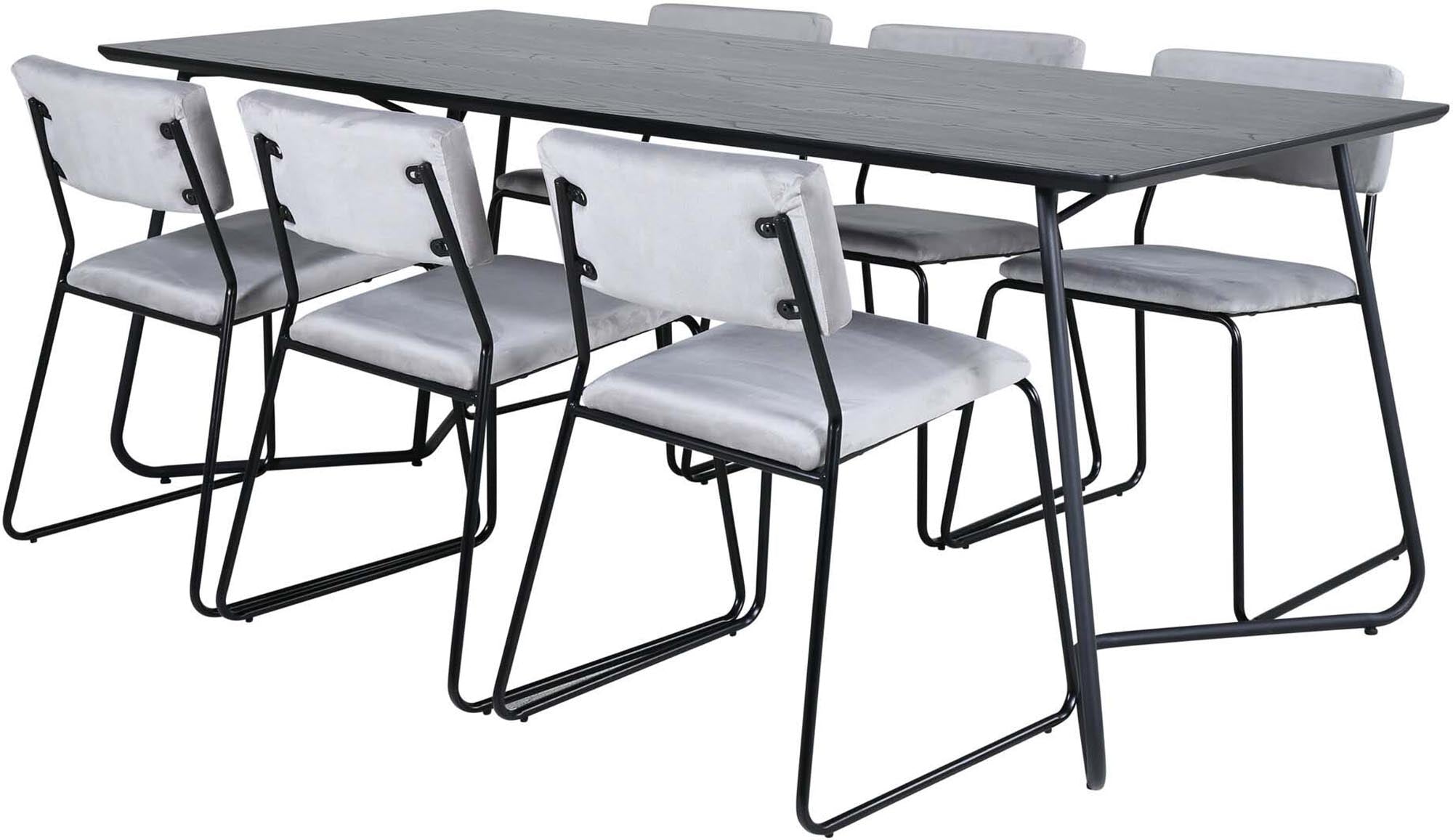 Modernes Petra Esszimmerset mit Kenth Tisch, 190cm, 6 Stühle.