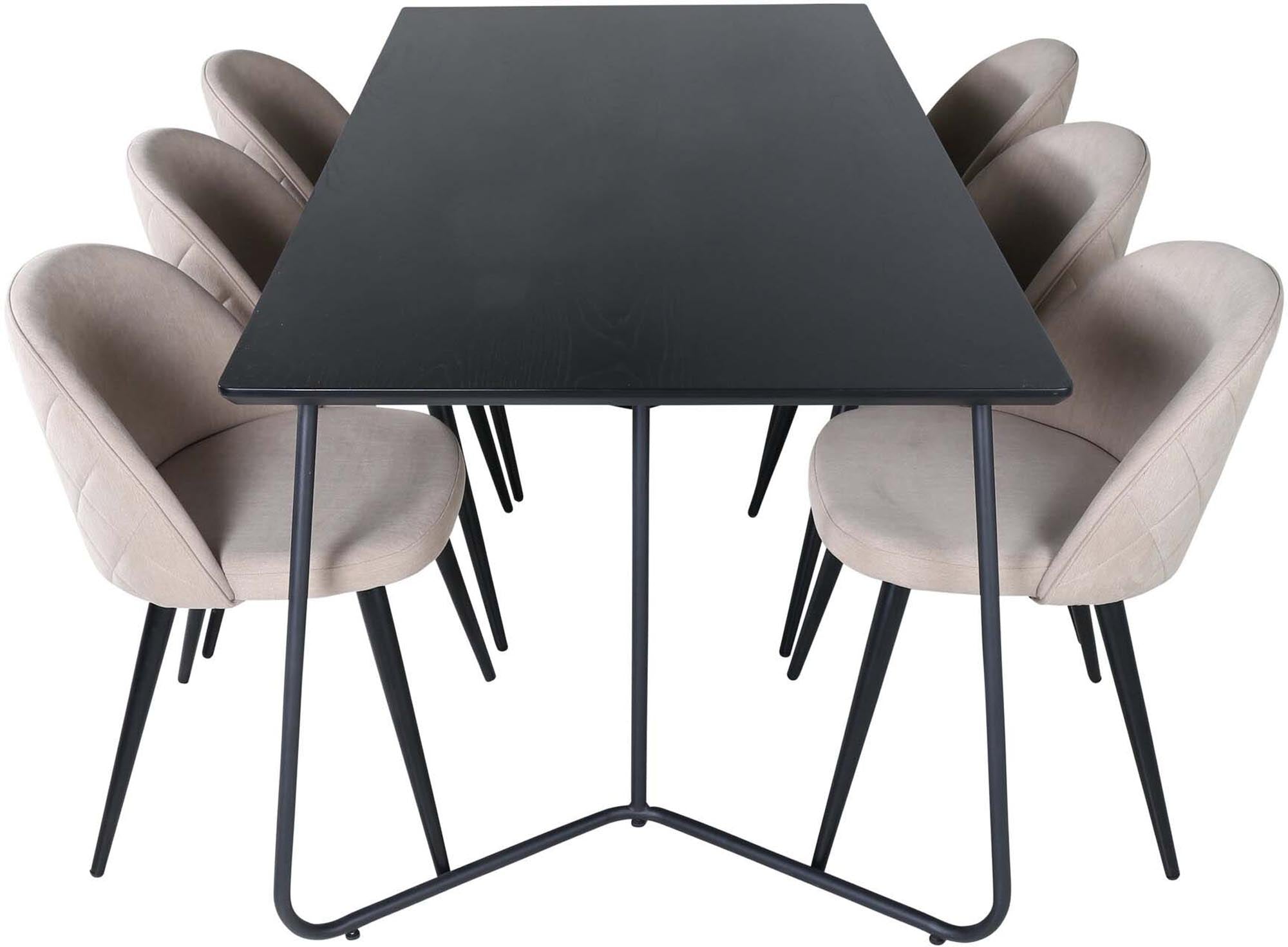 Petra Esszimmerset: 6 Samtstühle, 190cm, edles Design von Venture Home.