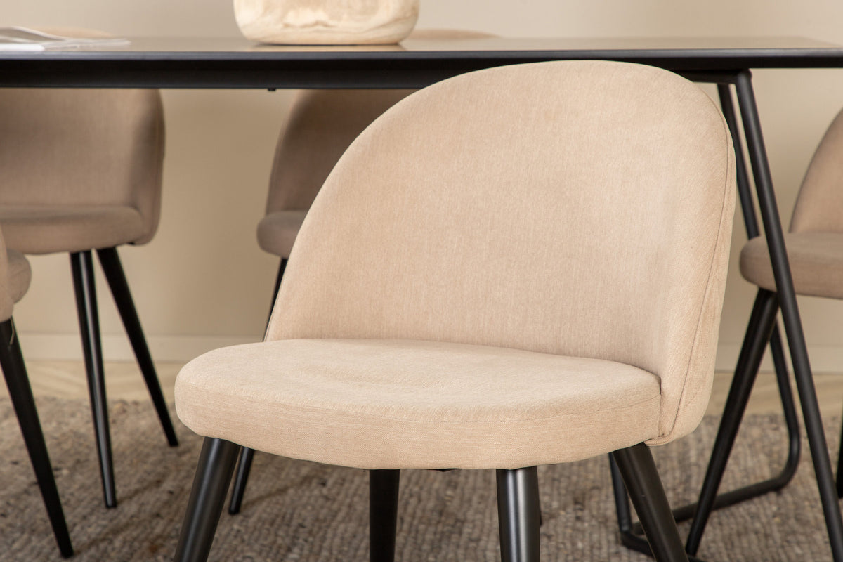Petra Esszimmerset + Velvet Stitches 190cm/6St. in Beige, Schwarz präsentiert im Onlineshop von KAQTU Design AG. Esszimmerset ist von Venture Home