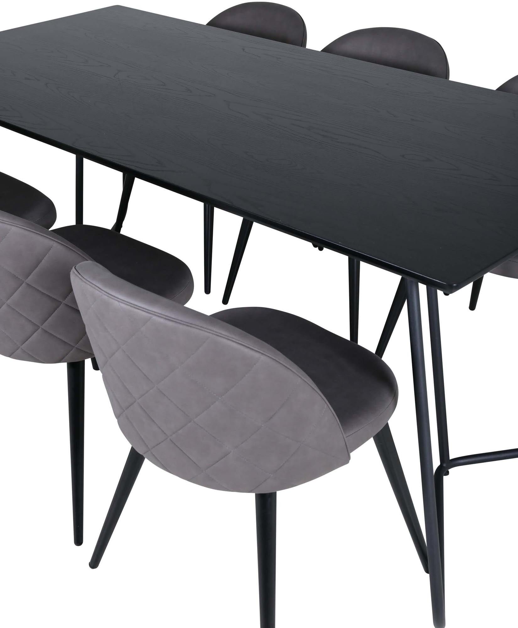 Elegantes Petra Esszimmerset mit 6 Samtstühlen, 190cm, von Venture Home.