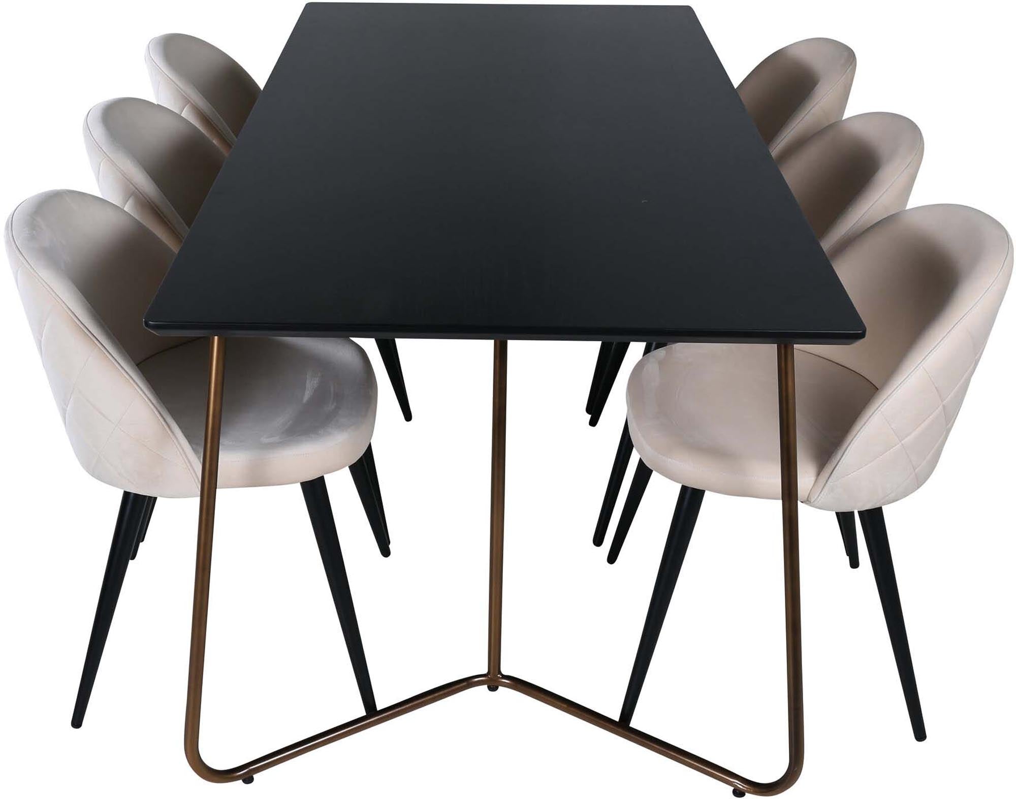 Petra Esszimmerset: Stilvolles Design mit bequemen Samtstühlen und elegantem Esstisch für gesellige Momente in Ihrem Essbereich.