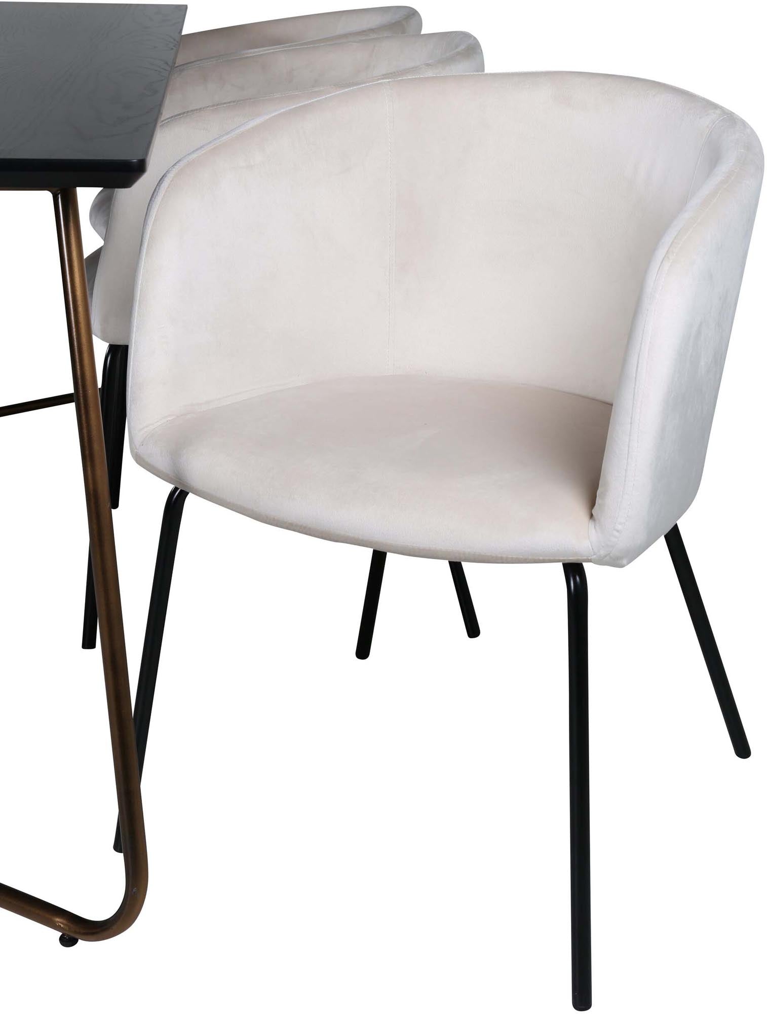 Elegantes Esszimmerset Petra mit 190 cm Tisch und 6 bequemen Berit-Stühlen. Ideal für stilvolle Dinner und gesellige Runden.