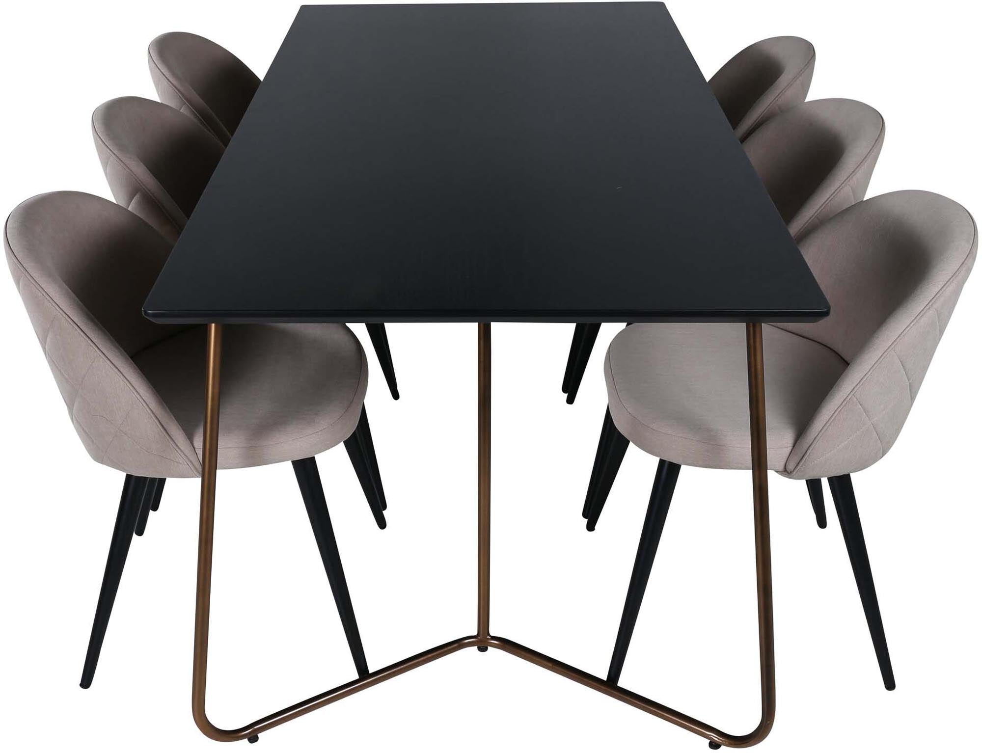 Petra Esszimmerset: Stilvolles 190 cm Set mit bequemen Samtstühlen für ein elegantes Esszimmerambiente.