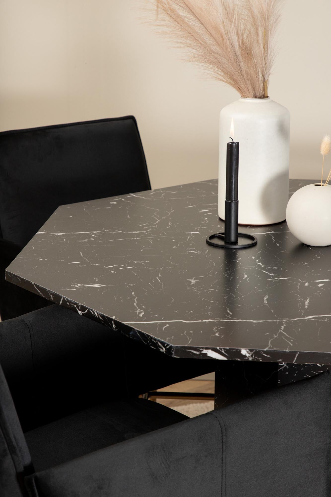 Stilvolles Esszimmerset Marbs + Petra von Venture Home: Achtecktisch und 4 moderne Stühle für Komfort und Eleganz in Ihrem Essbereich.