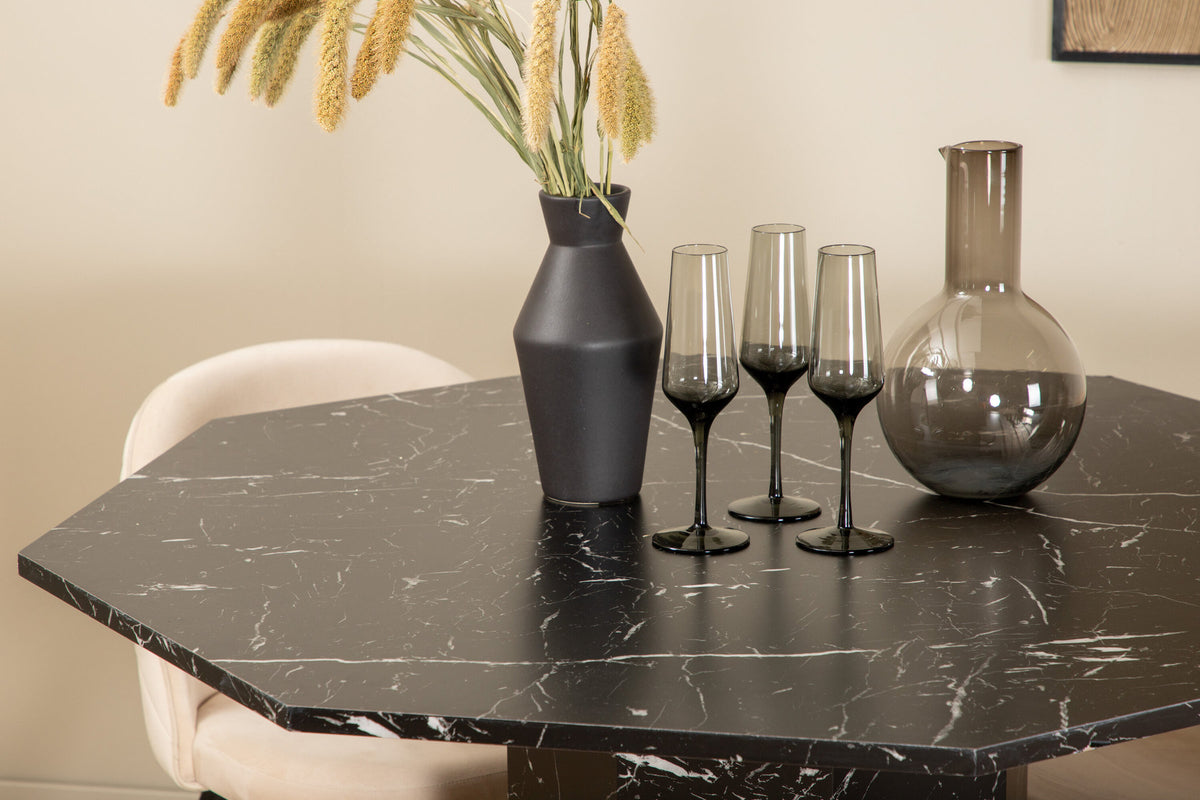 Marbs Esszimmerset + Velvet ⌀110cm/4St. in Beige / Schwarz präsentiert im Onlineshop von KAQTU Design AG. Esszimmerset ist von Venture Home
