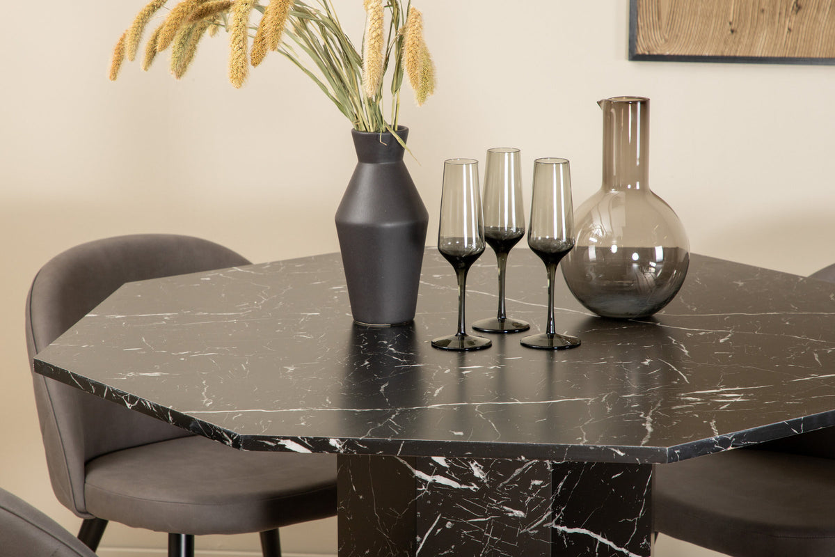 Marbs Esszimmerset + Velvet ⌀110cm/4St. in Schwarzgrau präsentiert im Onlineshop von KAQTU Design AG. Esszimmerset ist von Venture Home