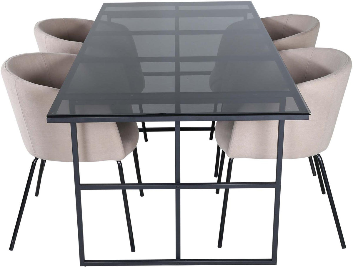 Leif Esszimmerset + Berit 200cm/4St. in Beige, Schwarz präsentiert im Onlineshop von KAQTU Design AG. Esszimmerset ist von Venture Home