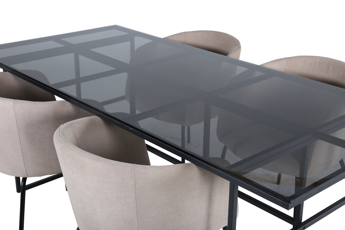 Leif Esszimmerset + Berit 200cm/4St. in Beige, Schwarz präsentiert im Onlineshop von KAQTU Design AG. Esszimmerset ist von Venture Home