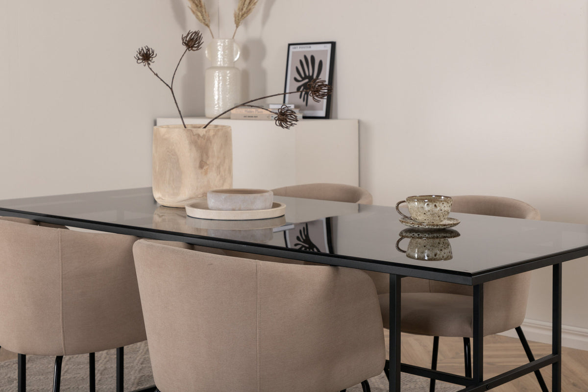 Leif Esszimmerset + Berit 200cm/4St. in Beige, Schwarz präsentiert im Onlineshop von KAQTU Design AG. Esszimmerset ist von Venture Home