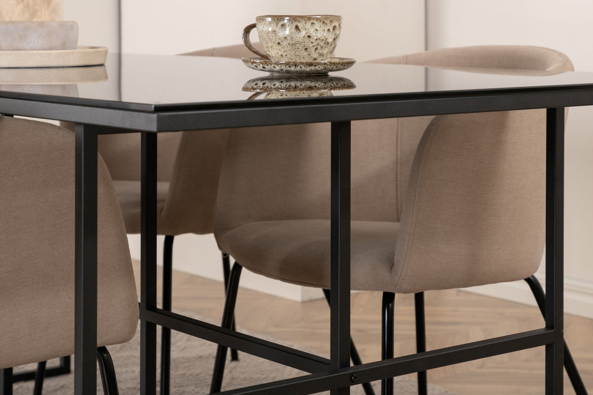 Leif Esszimmerset + Berit 200cm/4St. in Beige, Schwarz präsentiert im Onlineshop von KAQTU Design AG. Esszimmerset ist von Venture Home