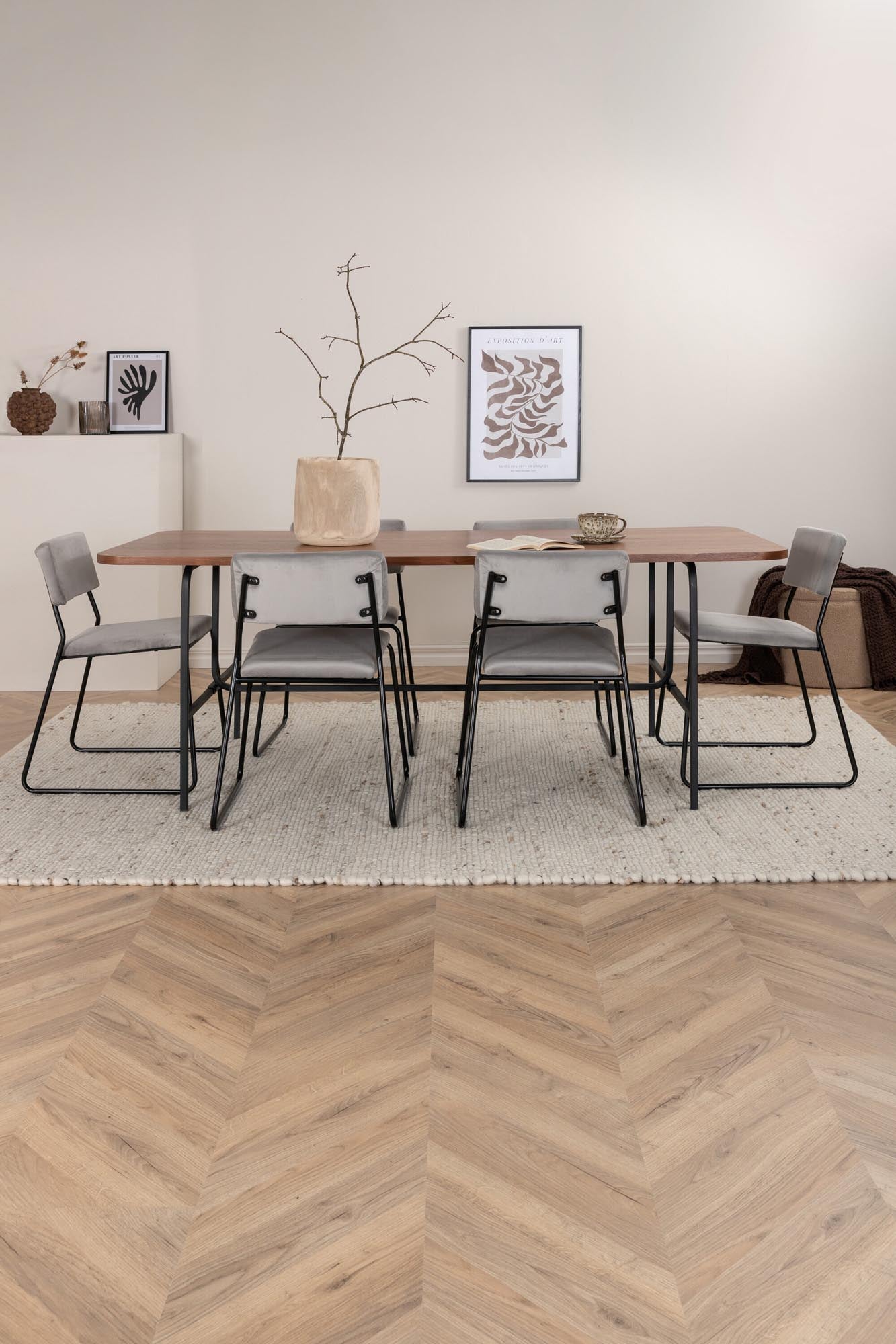 Elegantes Uno Esszimmerset mit Kenth Tisch, 200cm, 6 Stühle, Venture Home.