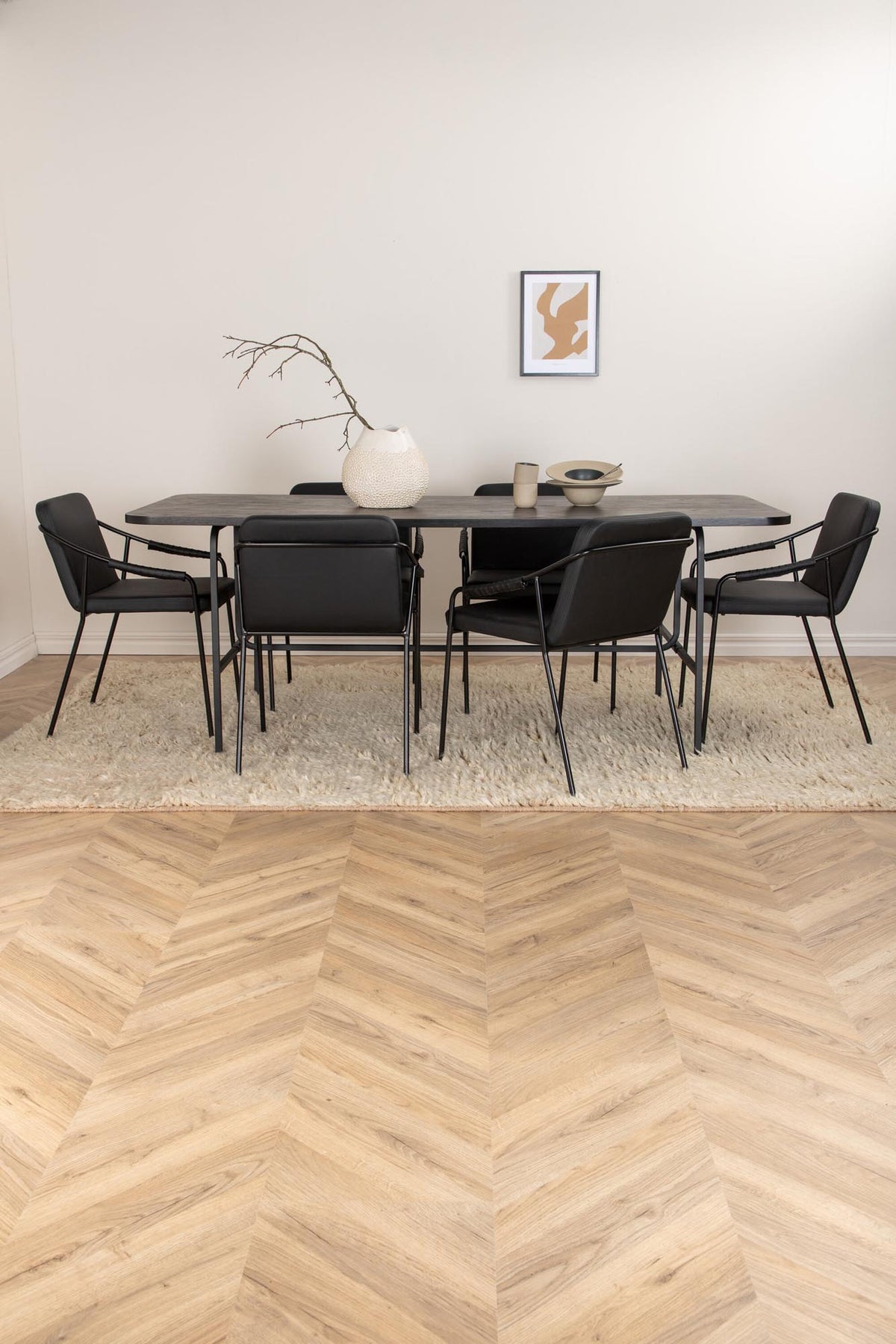 Uno Esszimmerset + Tvist 200cm/6St. in Schwarz präsentiert im Onlineshop von KAQTU Design AG. Esszimmerset ist von Venture Home