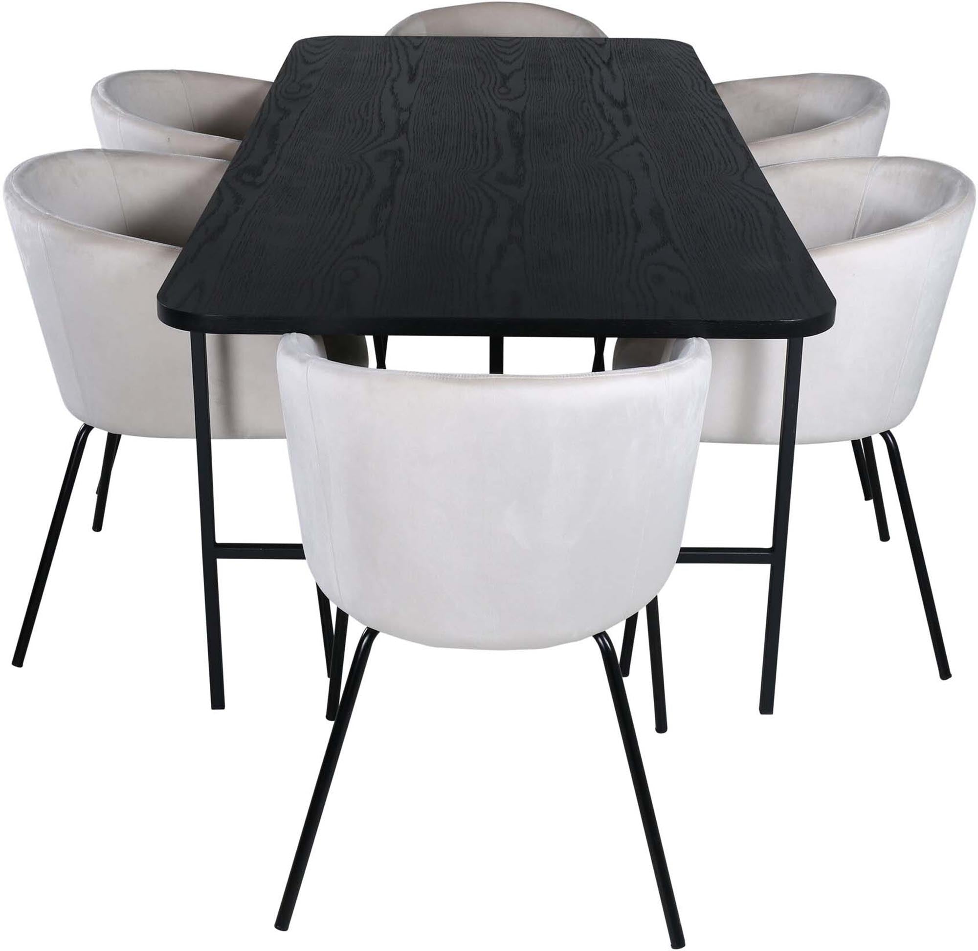 Elegantes Esszimmerset Uno mit 6 luxuriösen Berit Stühlen, 200 cm lang, vereint modernes Design und höchsten Komfort für Ihr Zuhause.