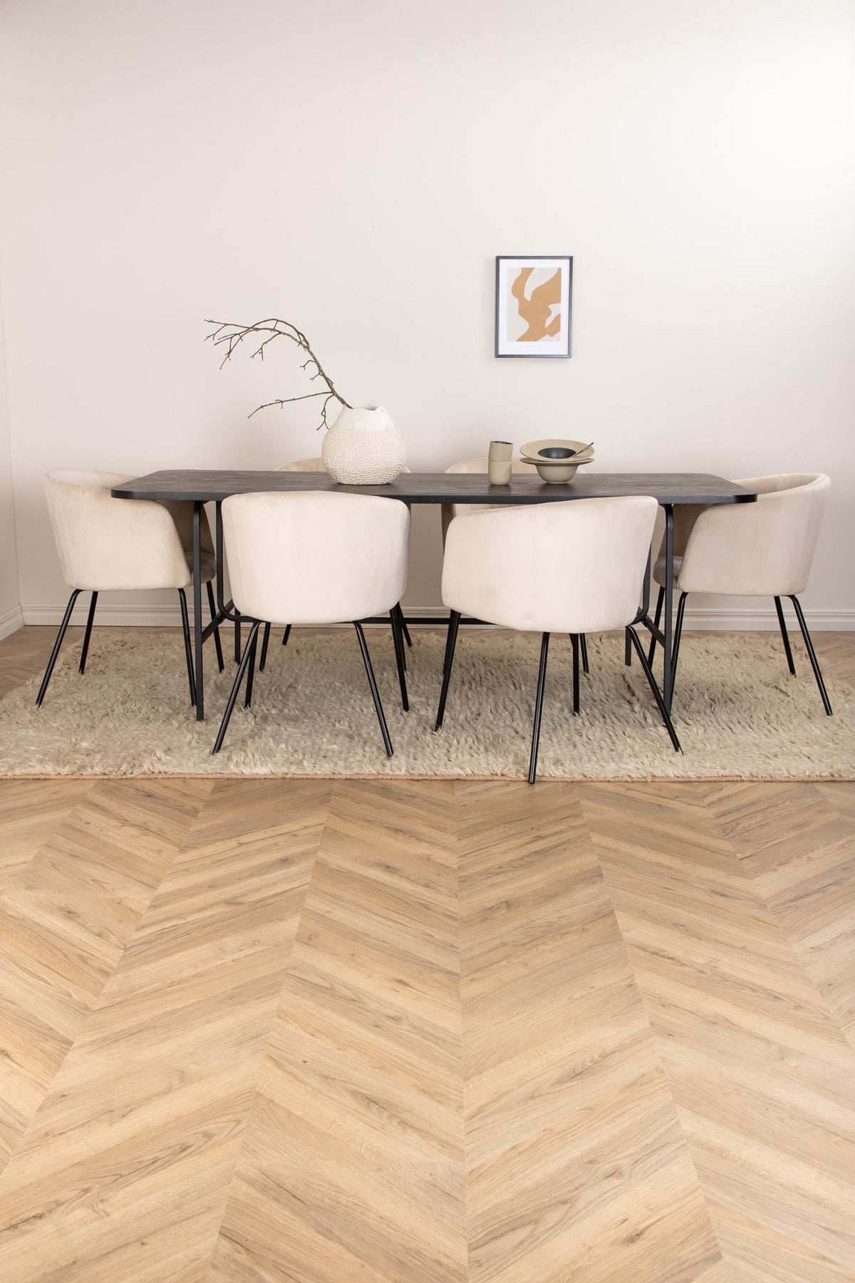 Uno Esszimmerset + Berit 200cm/6St. in Braun / Beige / Schwarz präsentiert im Onlineshop von KAQTU Design AG. Esszimmerset ist von Venture Home