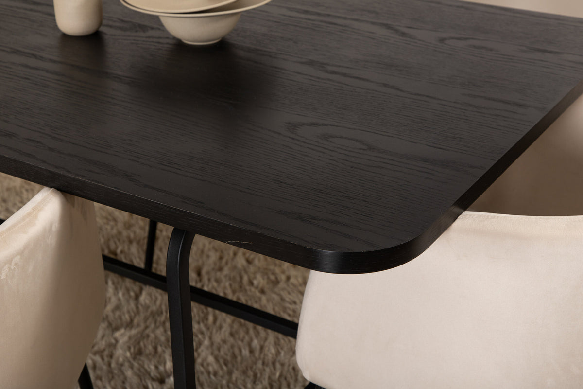 Uno Esszimmerset + Berit 200cm/6St. in Braun / Beige / Schwarz präsentiert im Onlineshop von KAQTU Design AG. Esszimmerset ist von Venture Home