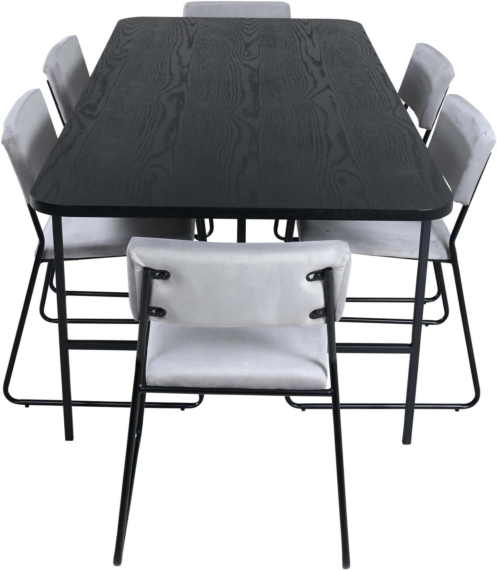 Modernes Esszimmerset Uno mit Kenth Tisch (200cm) und 6 eleganten Stühlen. Ideal für gesellige Abende und stilvolle Einrichtung.