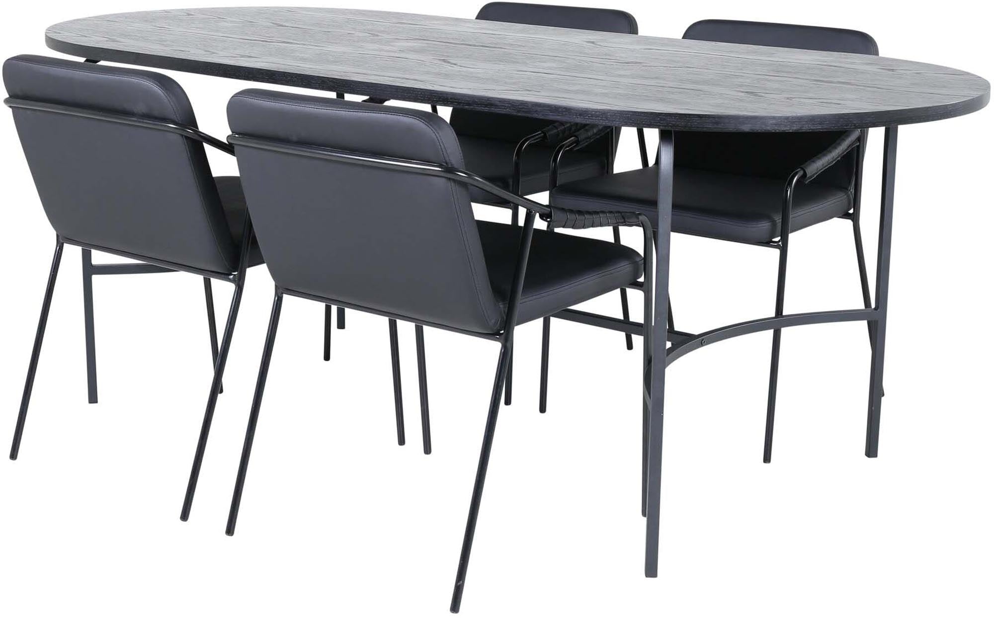 Skate Esszimmerset + Tvist 200cm/4St. in Schwarz präsentiert im Onlineshop von KAQTU Design AG. Esszimmerset ist von Venture Home