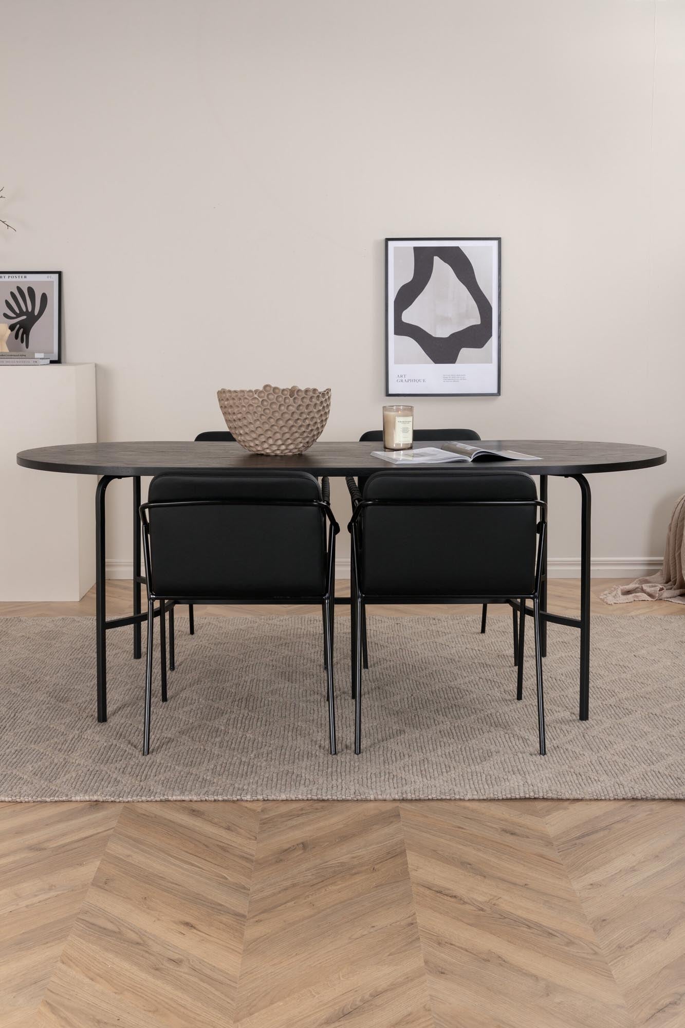 Skate Esszimmerset + Tvist 200cm/4St. in Schwarz präsentiert im Onlineshop von KAQTU Design AG. Esszimmerset ist von Venture Home