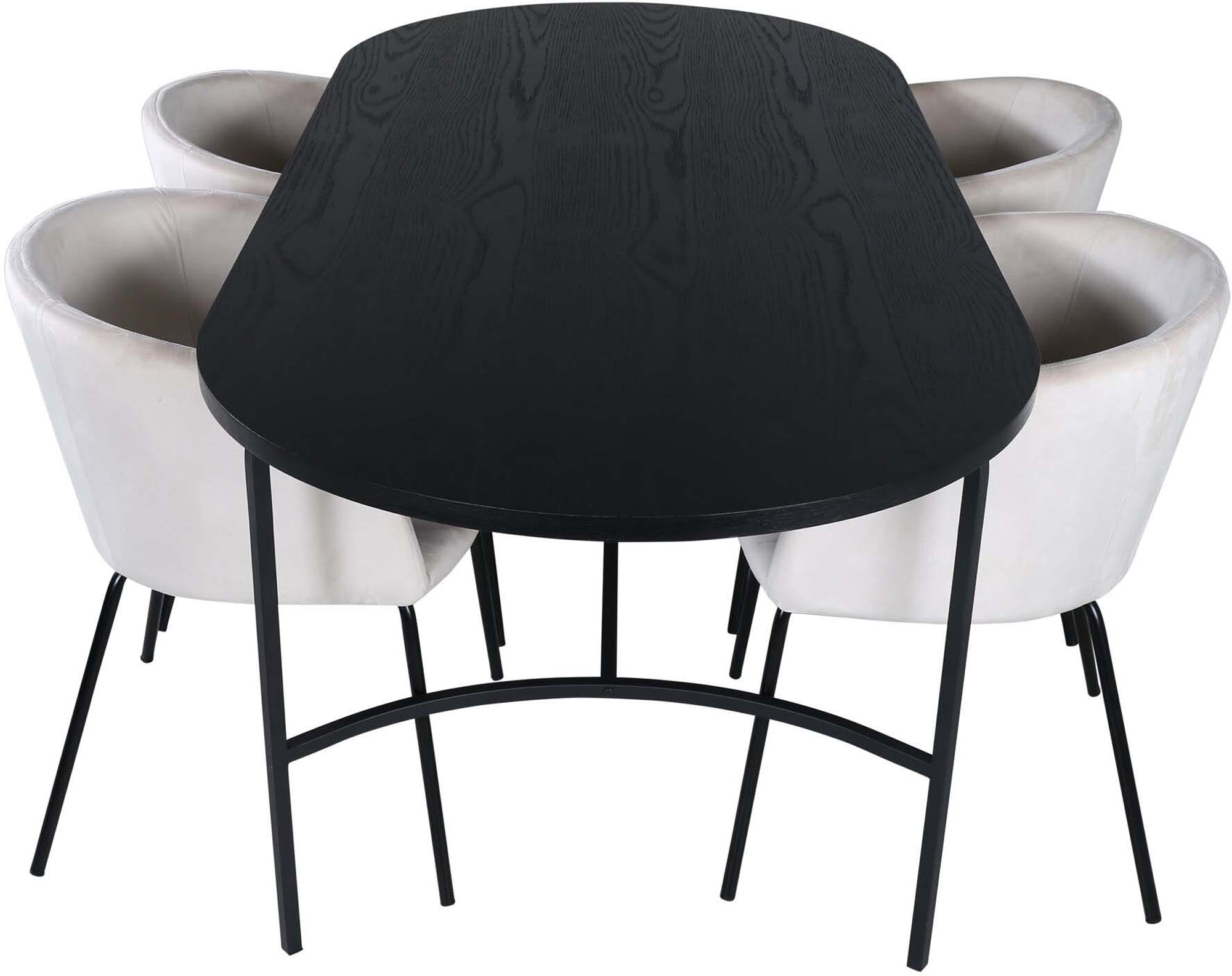 Skate Esszimmerset + Berit 200cm/4St. in Beige, Schwarz präsentiert im Onlineshop von KAQTU Design AG. Esszimmerset ist von Venture Home
