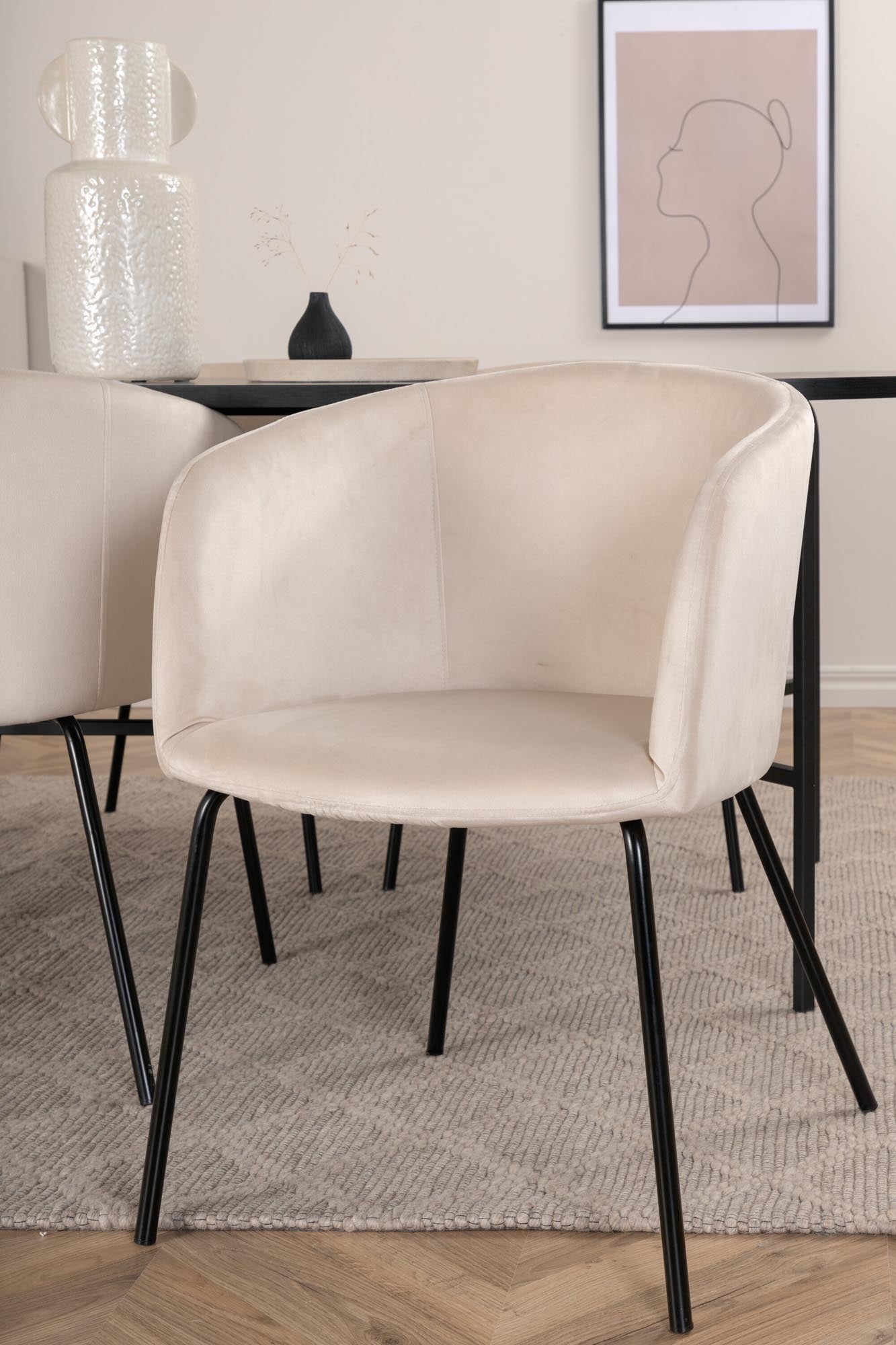 Skate Esszimmerset + Berit 200cm/4St. in Beige, Schwarz präsentiert im Onlineshop von KAQTU Design AG. Esszimmerset ist von Venture Home