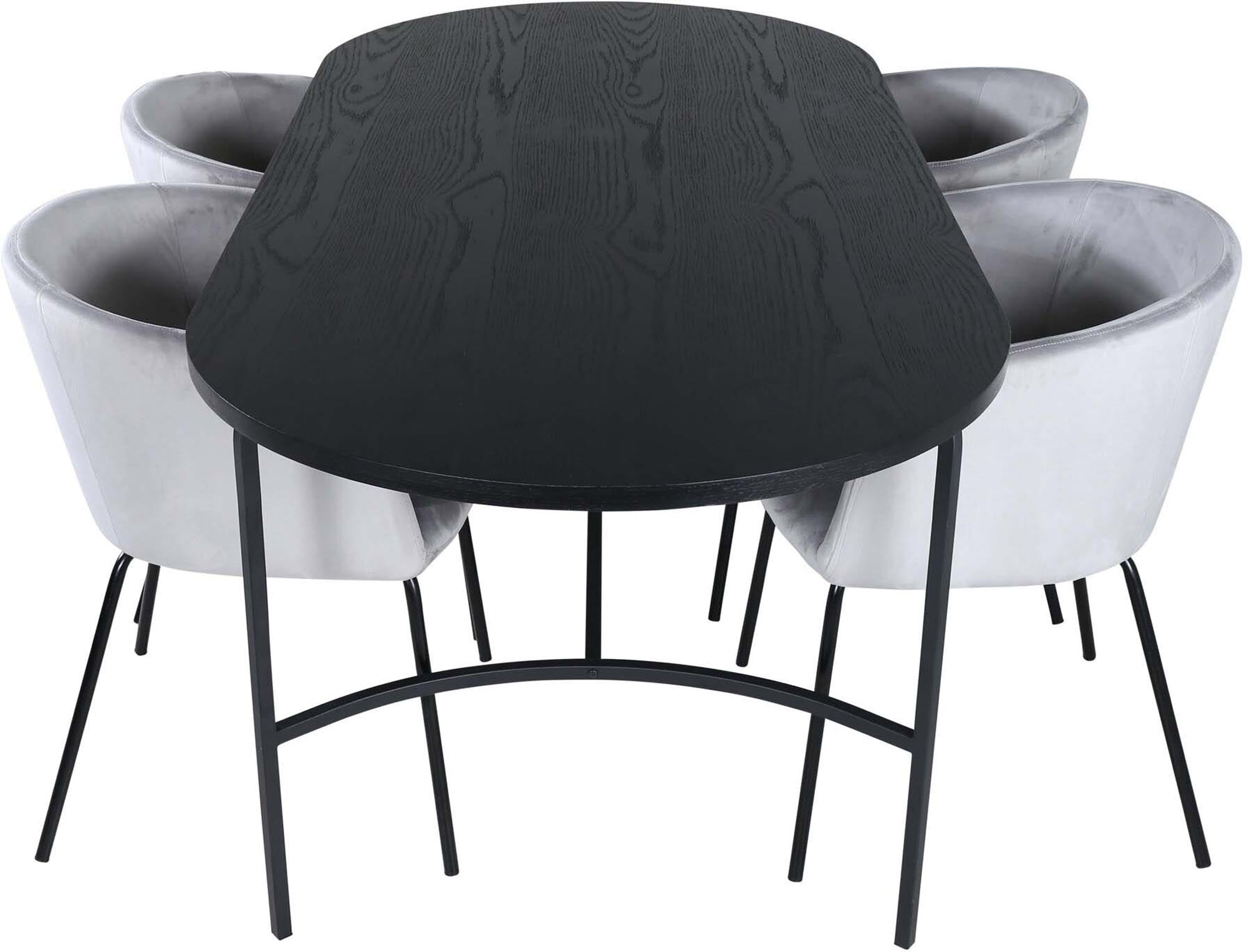 Skate Esszimmerset + Berit 200cm/4St. in Schwarzgrau präsentiert im Onlineshop von KAQTU Design AG. Esszimmerset ist von Venture Home