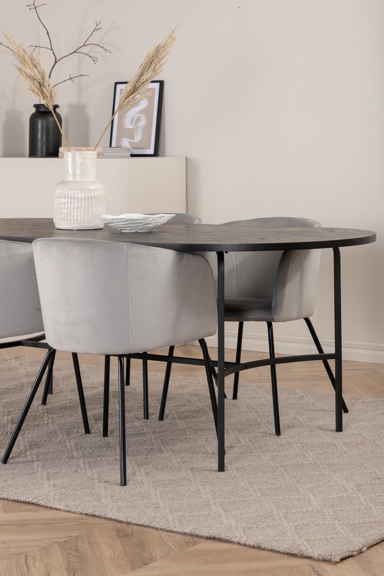 Skate Esszimmerset + Berit 200cm/4St. in Schwarzgrau präsentiert im Onlineshop von KAQTU Design AG. Esszimmerset ist von Venture Home