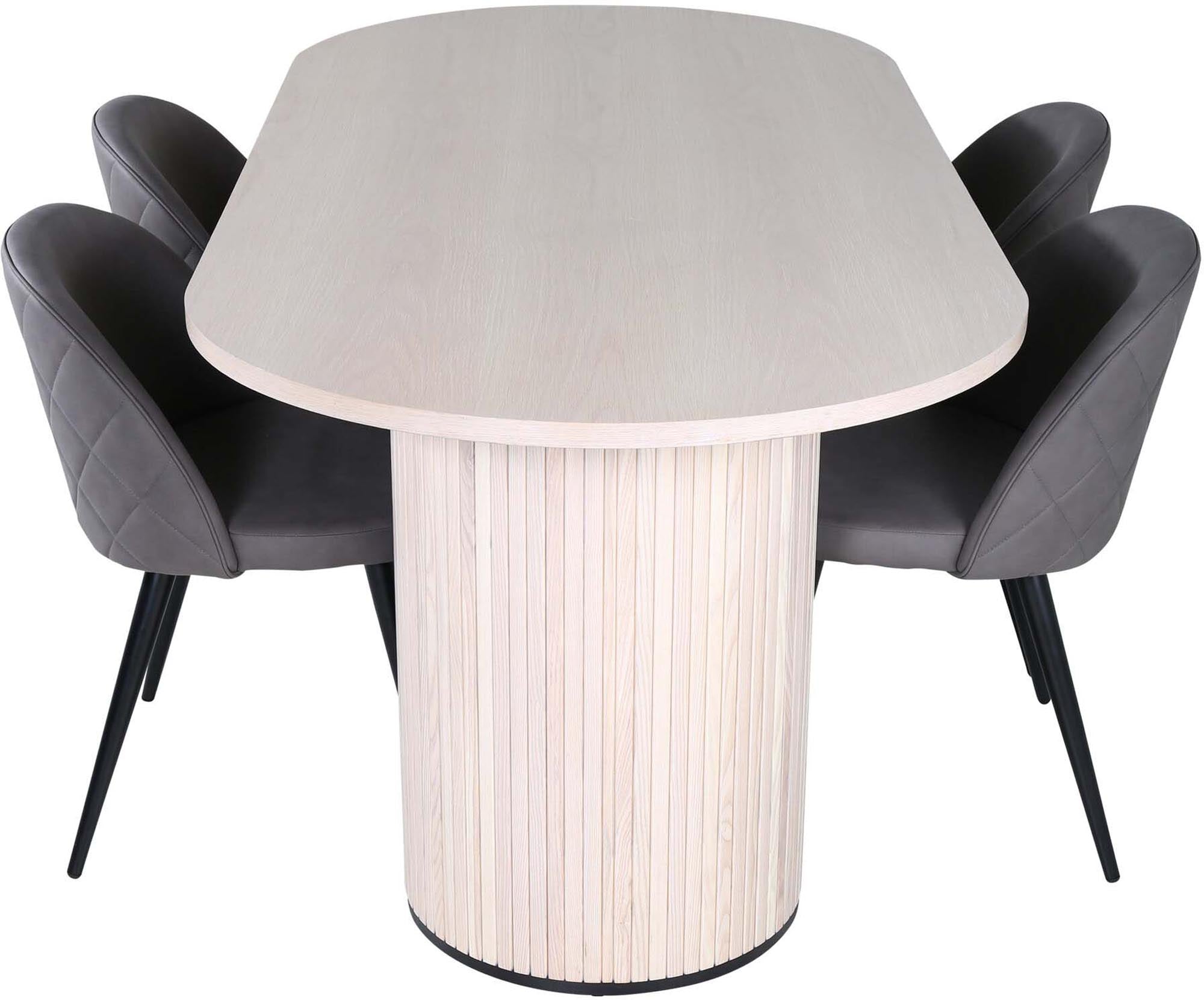 Bianca Esszimmerset: 200cm Tisch & 4 luxuriöse Samtstühle.