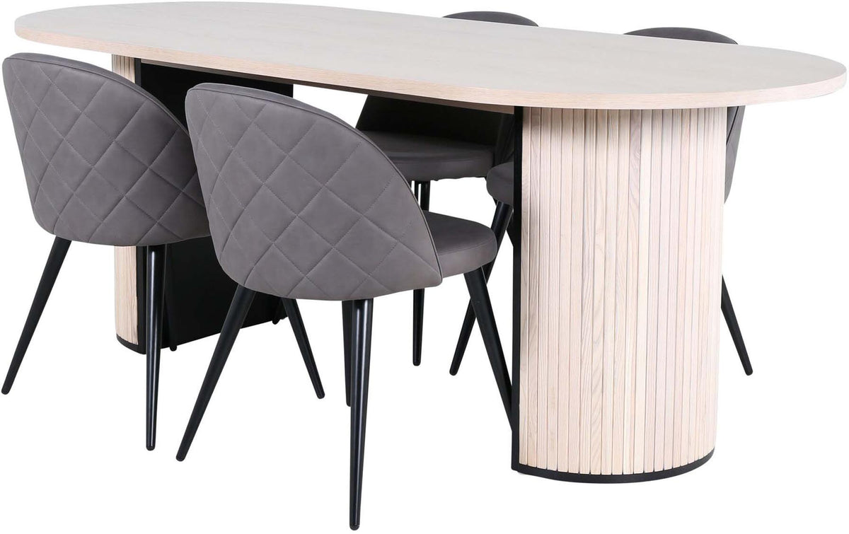 Bianca Esszimmerset + Velvet 200cm/4St. in Weiss / Grau präsentiert im Onlineshop von KAQTU Design AG. Esszimmerset ist von Venture Home