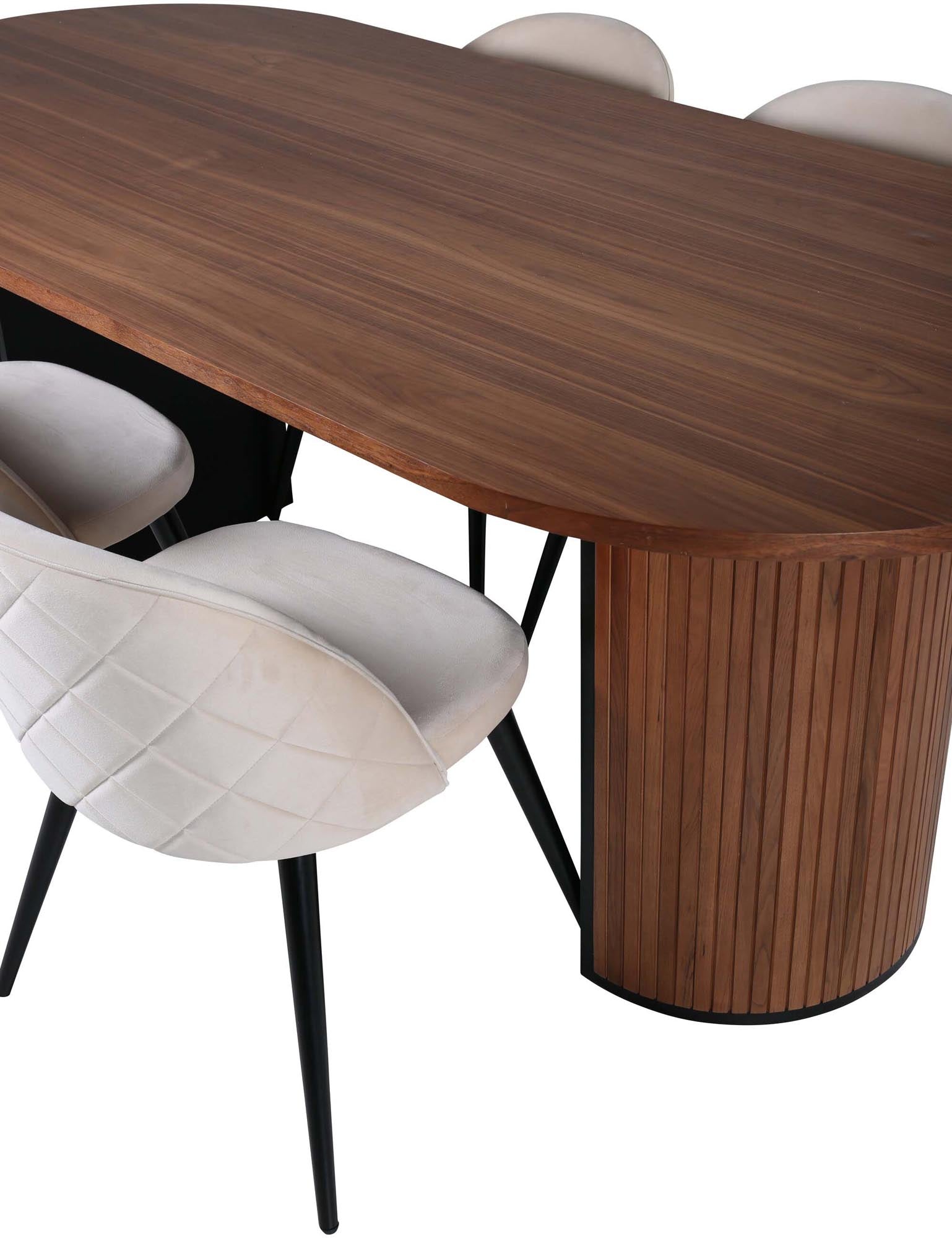 Stilvolles Bianca Set: 200cm Tisch & 4 edle Samtstühle von Venture Home.