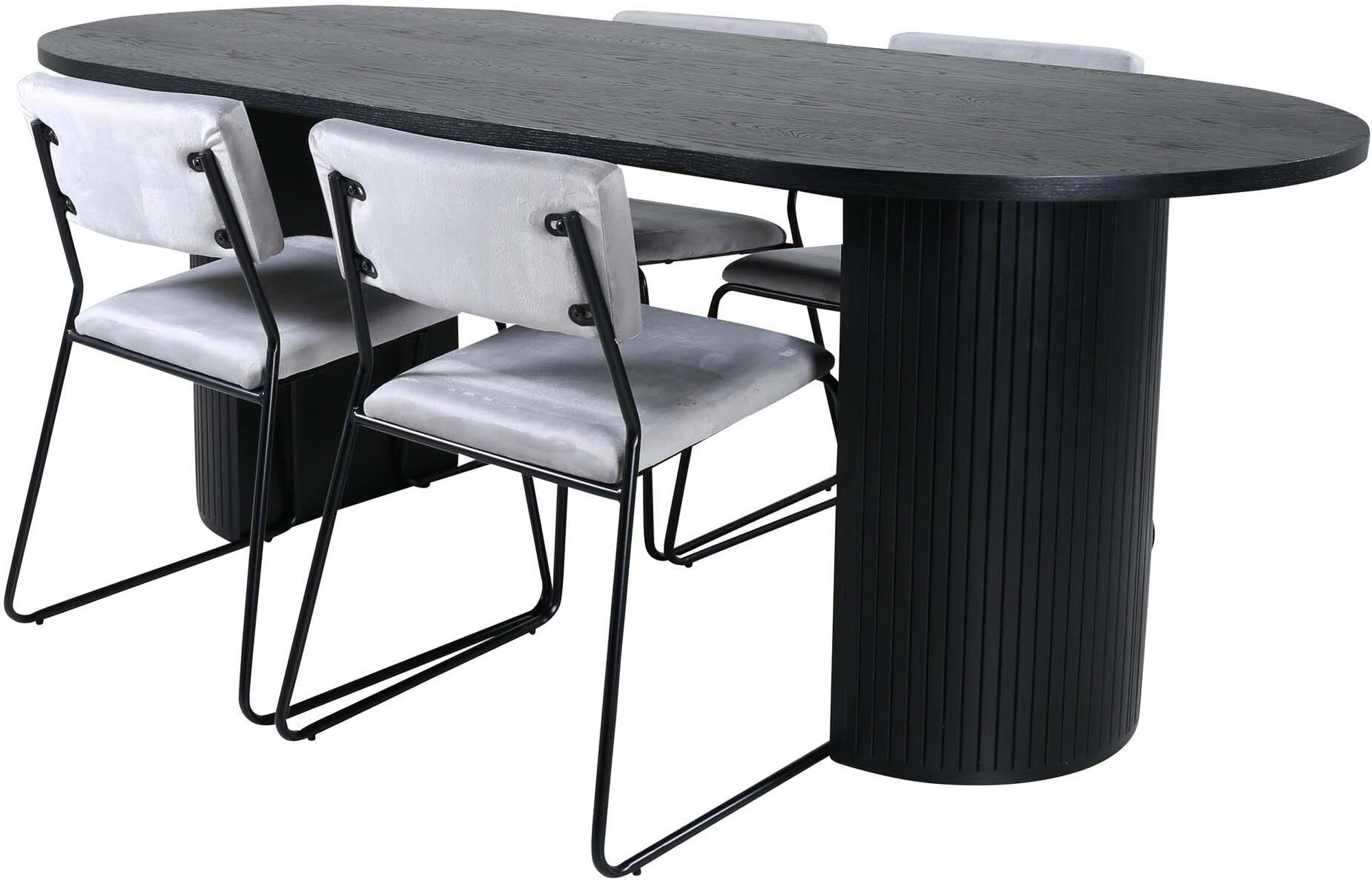 Elegantes Bianca Esszimmerset mit Kenth Tisch, 200cm, 4 Stühle.